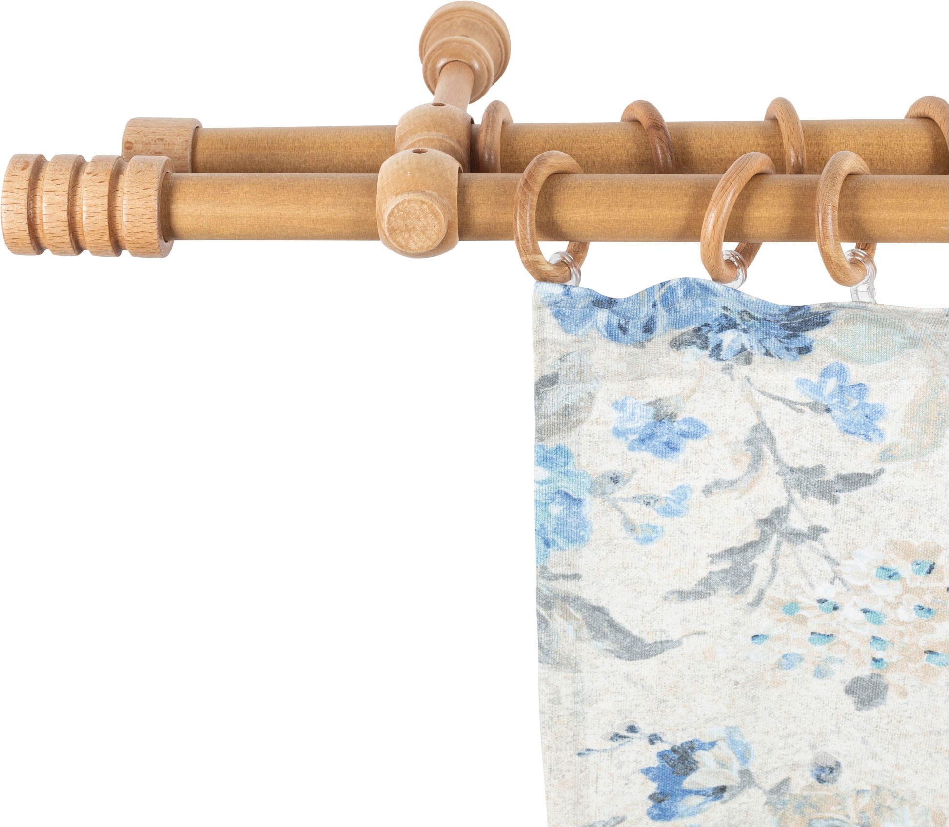 SN DECO GROUP Gardinenstange Pisa, 2-läufig, Fixmaß, mit Bohren, verschraubt, Holzwerkstoff, 28 mm, Holz, verschiedene Längen und Farben, Komplettset
