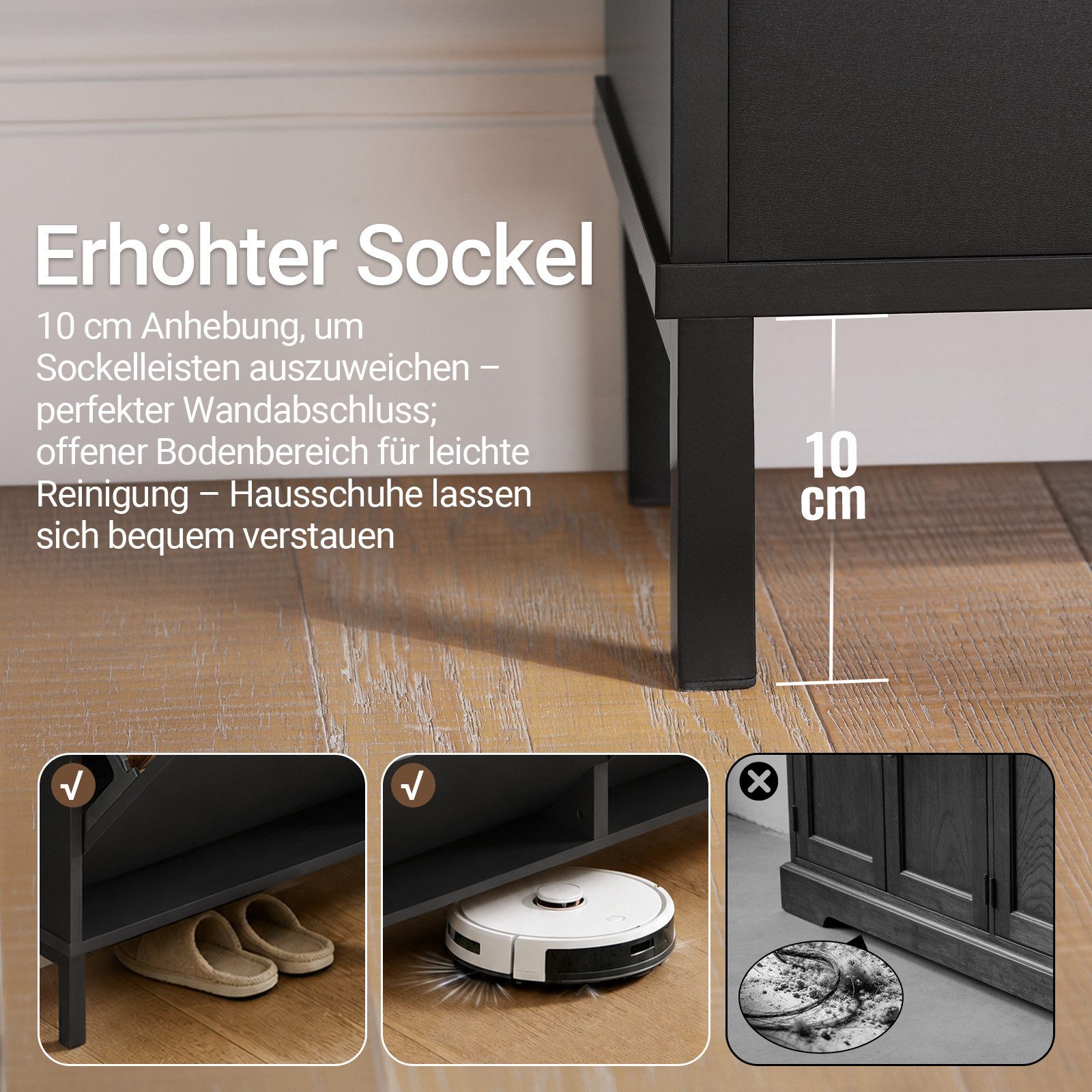 SoBuy Schuhschrank FSR100, Schuhkipper Schuhregal Flurschrank Schuhkommode Schuhschrank schmal, mit 4 Klappen, für 8-12 Paar Schuhe, Diele, Flur – Bild 5 von 5