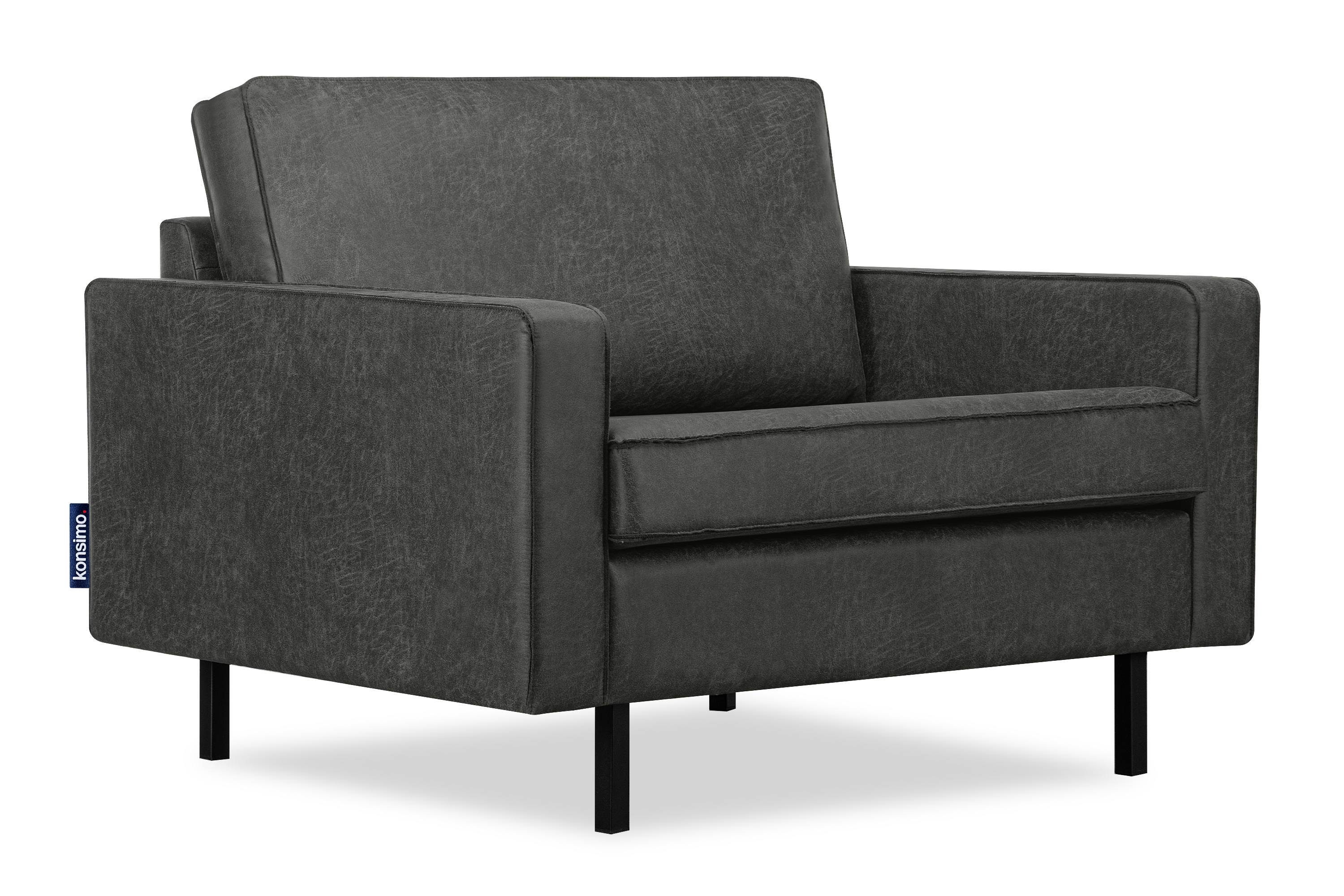 KONSIMO® Sessel INVIA Breite Sessel, Grundschicht: Echtleder,auf hohen Metallfüßen,Hergestellt in EU