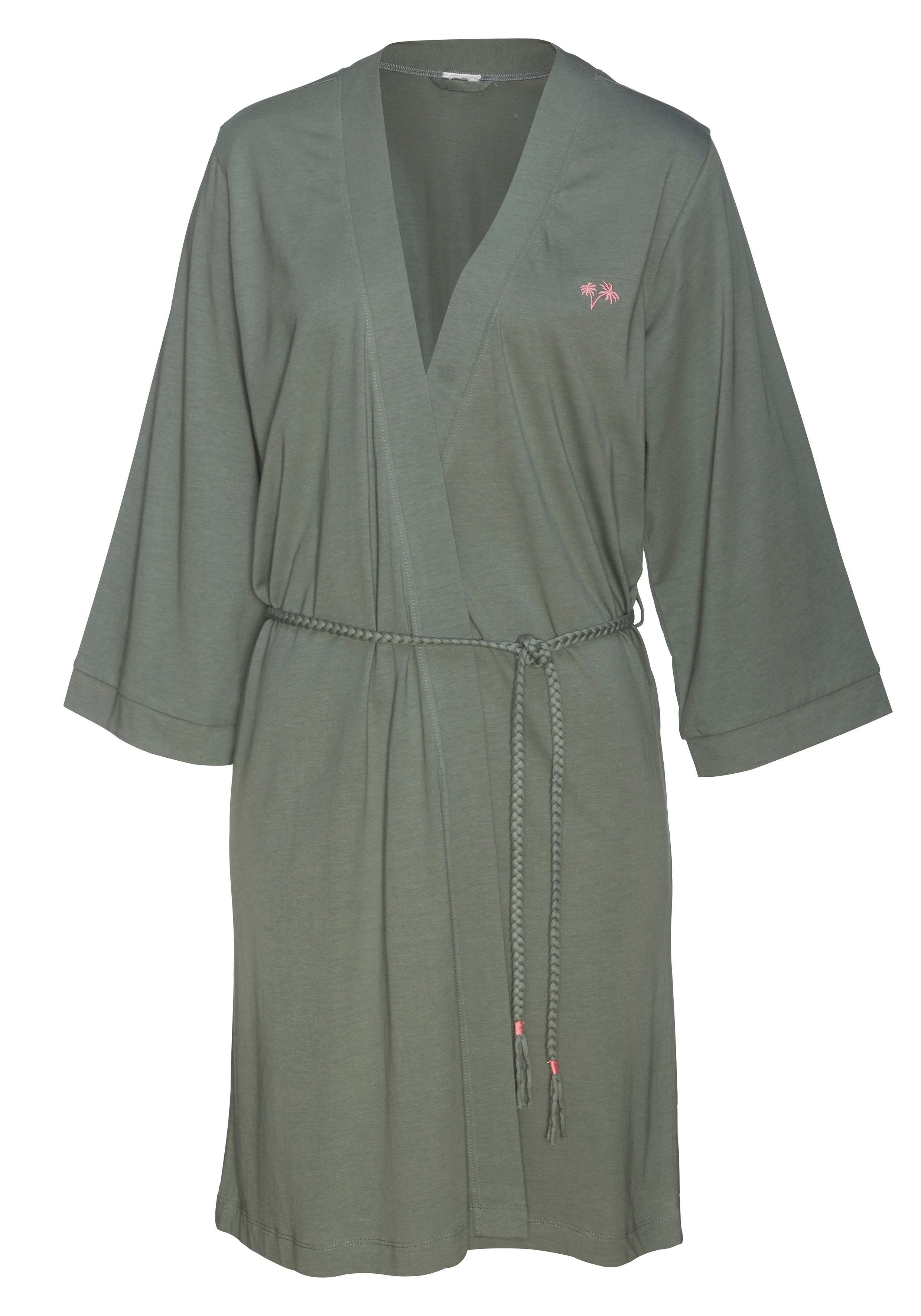 Vivance Dreams by Lascana Kimono, Kurzform, Baumwoll-Mix, Kimono-Kragen, Gürtel, uni oder mit floralem Druck