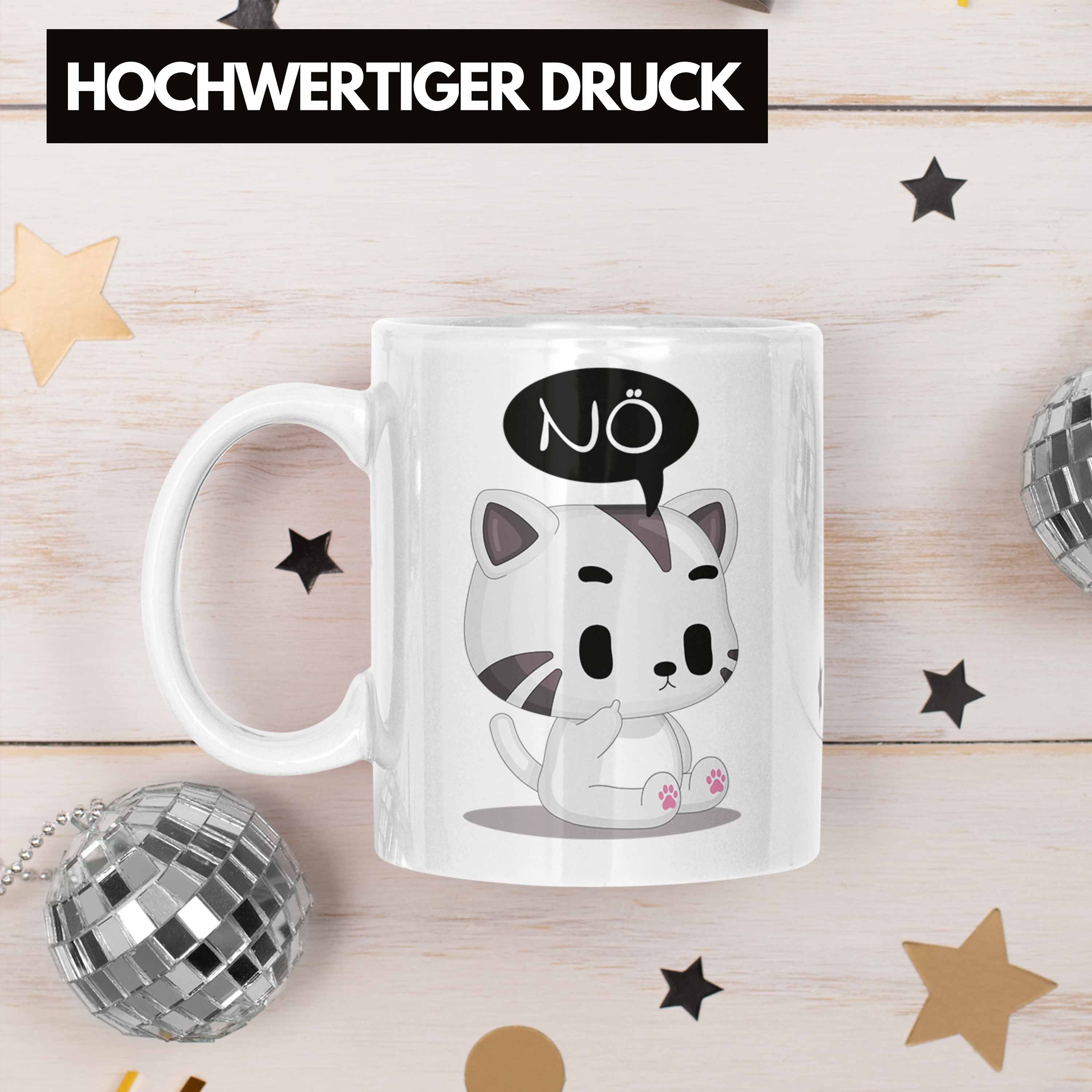 Geschenkidee - Weiss Katze Kollegin Frauen Nö Tasse Kaffeetasse Trendation Lustige Trendation für Tasse