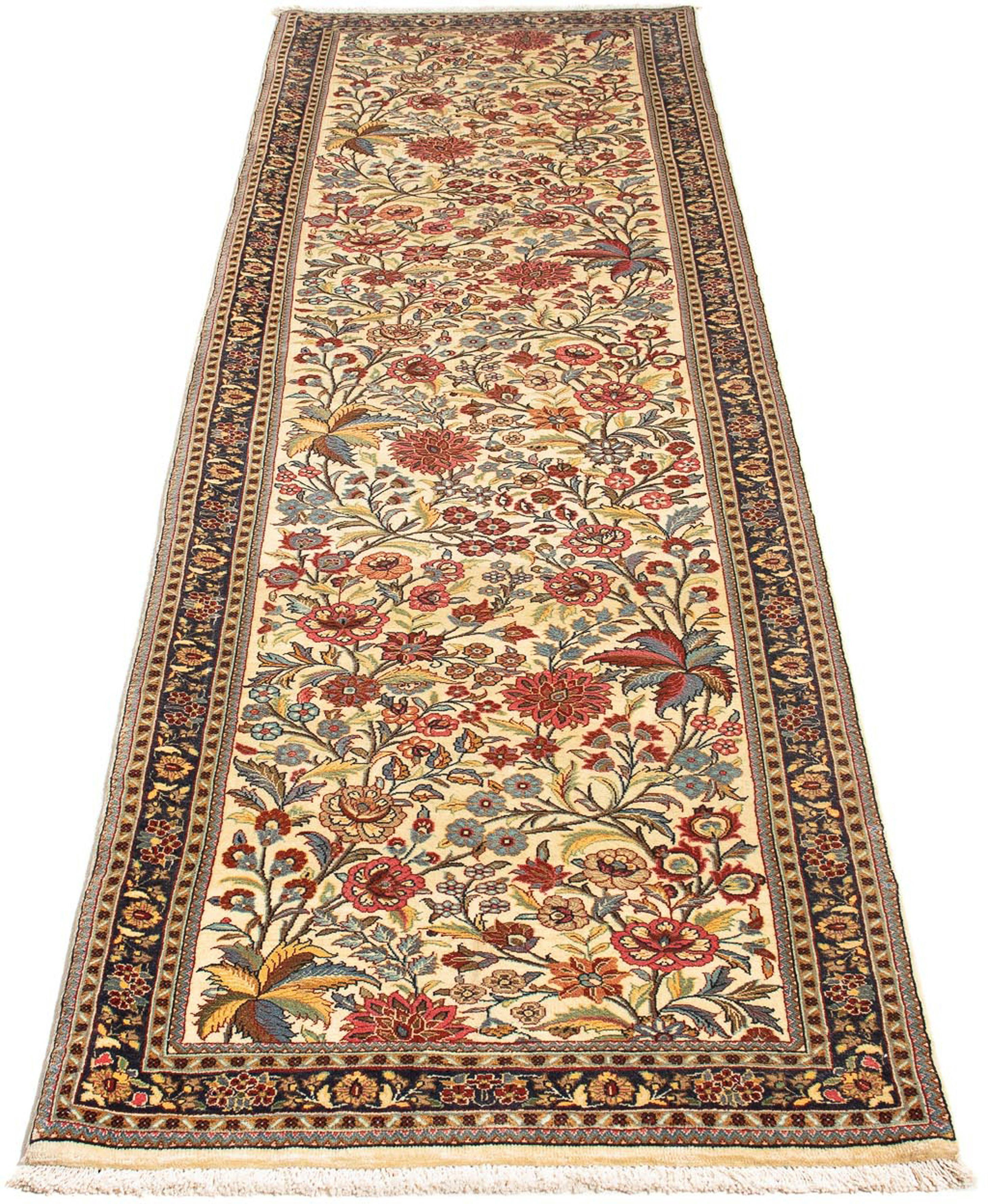 Orientteppich Perser - Ghom - 265 x 70 cm - beige, morgenland, rechteckig, Höhe: 10 mm, Wohnzimmer, Handgeknüpft, Einzelstück mit Zertifikat