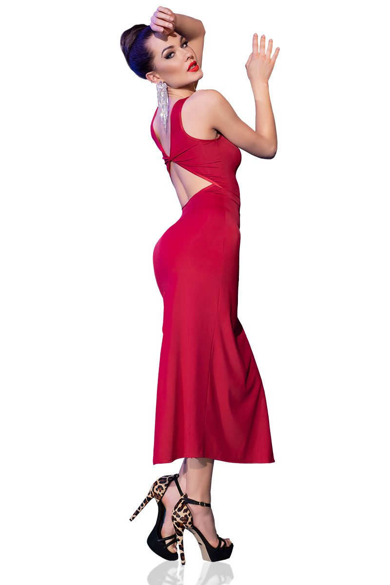 Chilirose Minikleid Elegantes Beinschlitz langes Kleid günstig online kaufen
