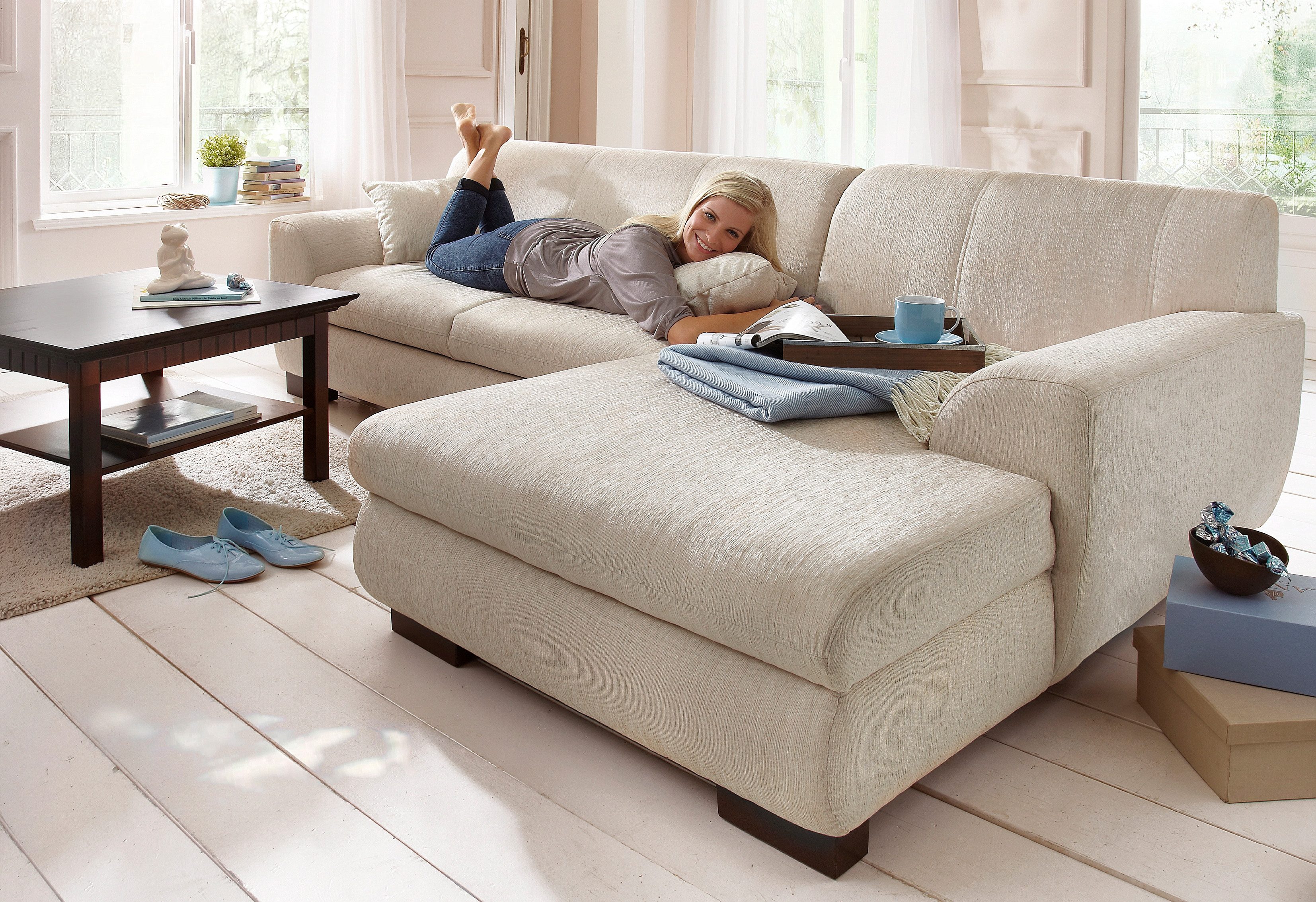 Polsterecke NIKA von HOME AFFAIRE in Struktur beige