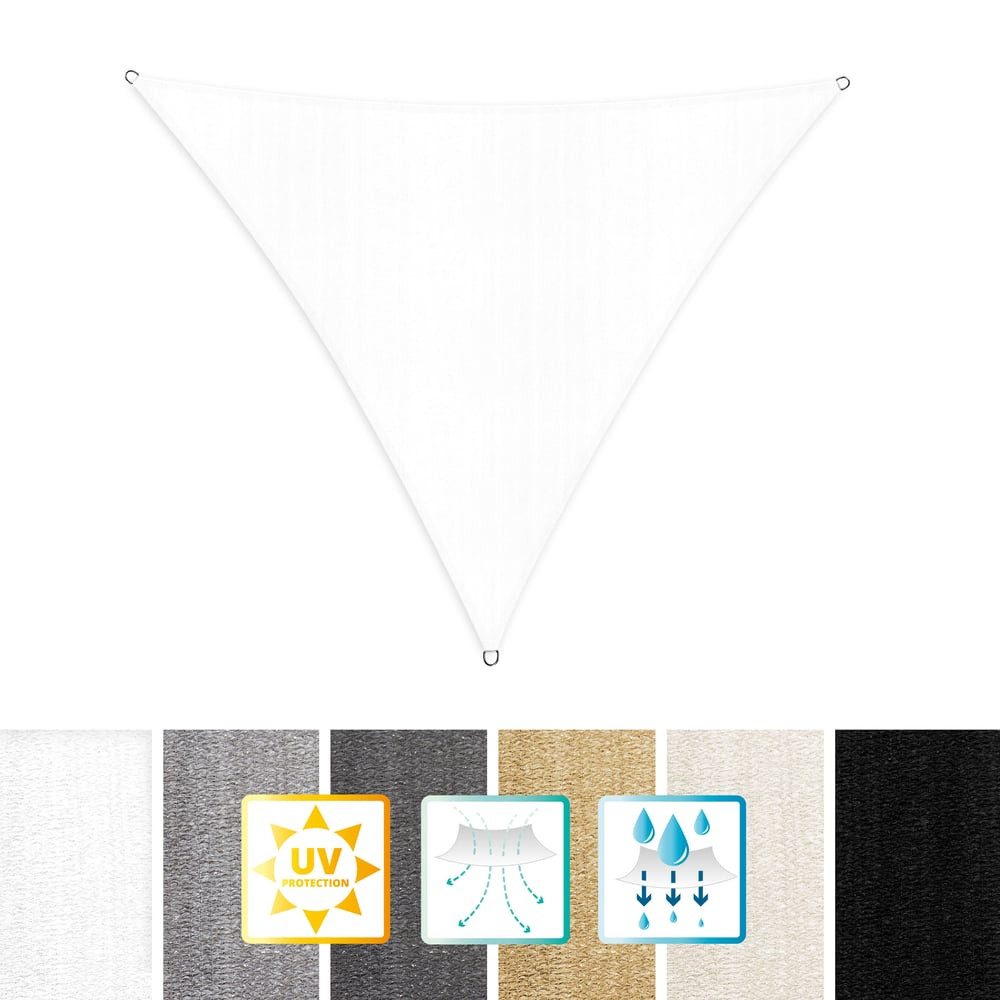 Lumaland Sonnensegel Sonnensegel dreieckig 3x3x3 m, Wetterbeständig 100% HDPE mit Stabilisator für UV Schutz