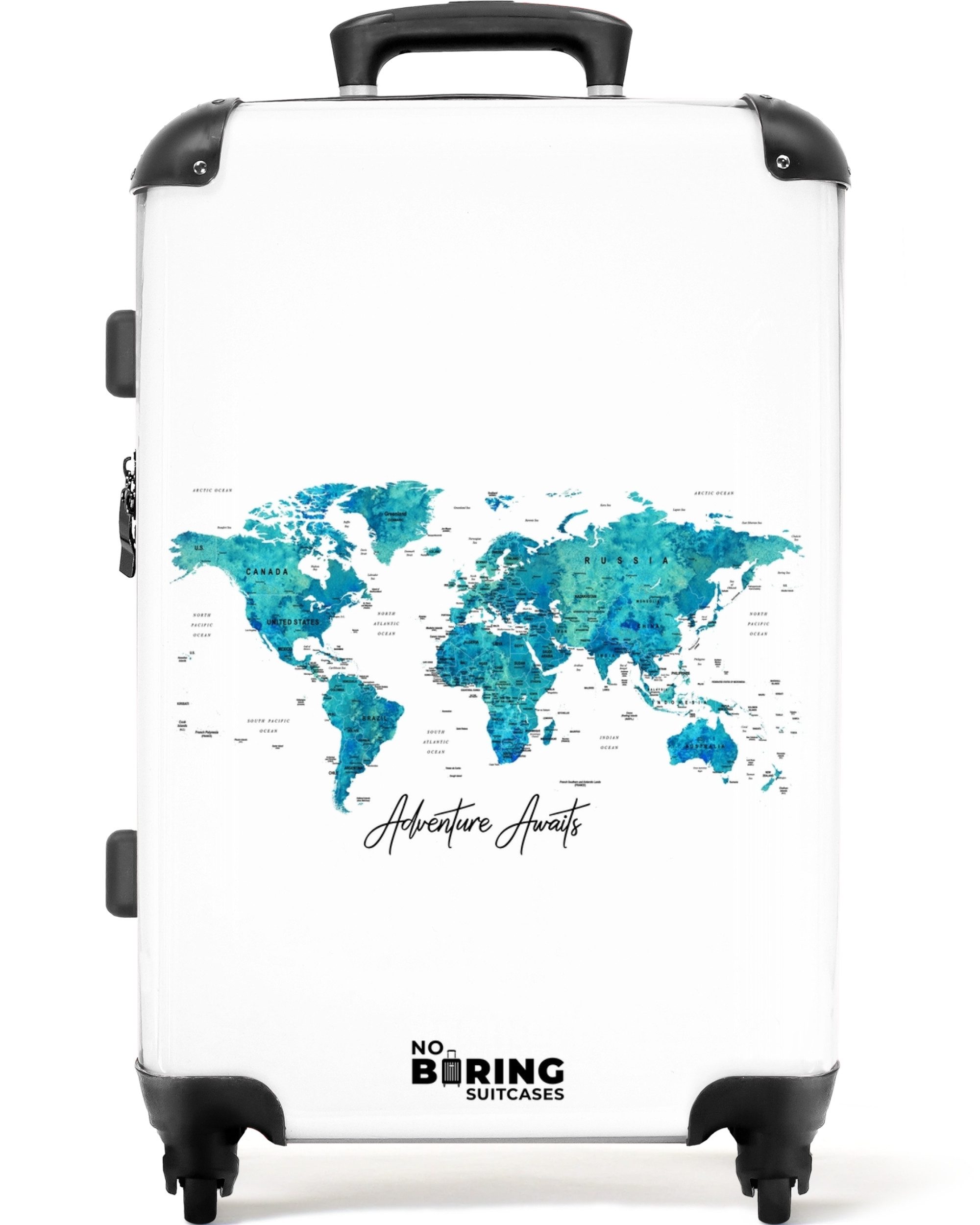 NoBoringSuitcases.com© Hartschalen-Trolley Weltkarte - Blau - günstig online kaufen