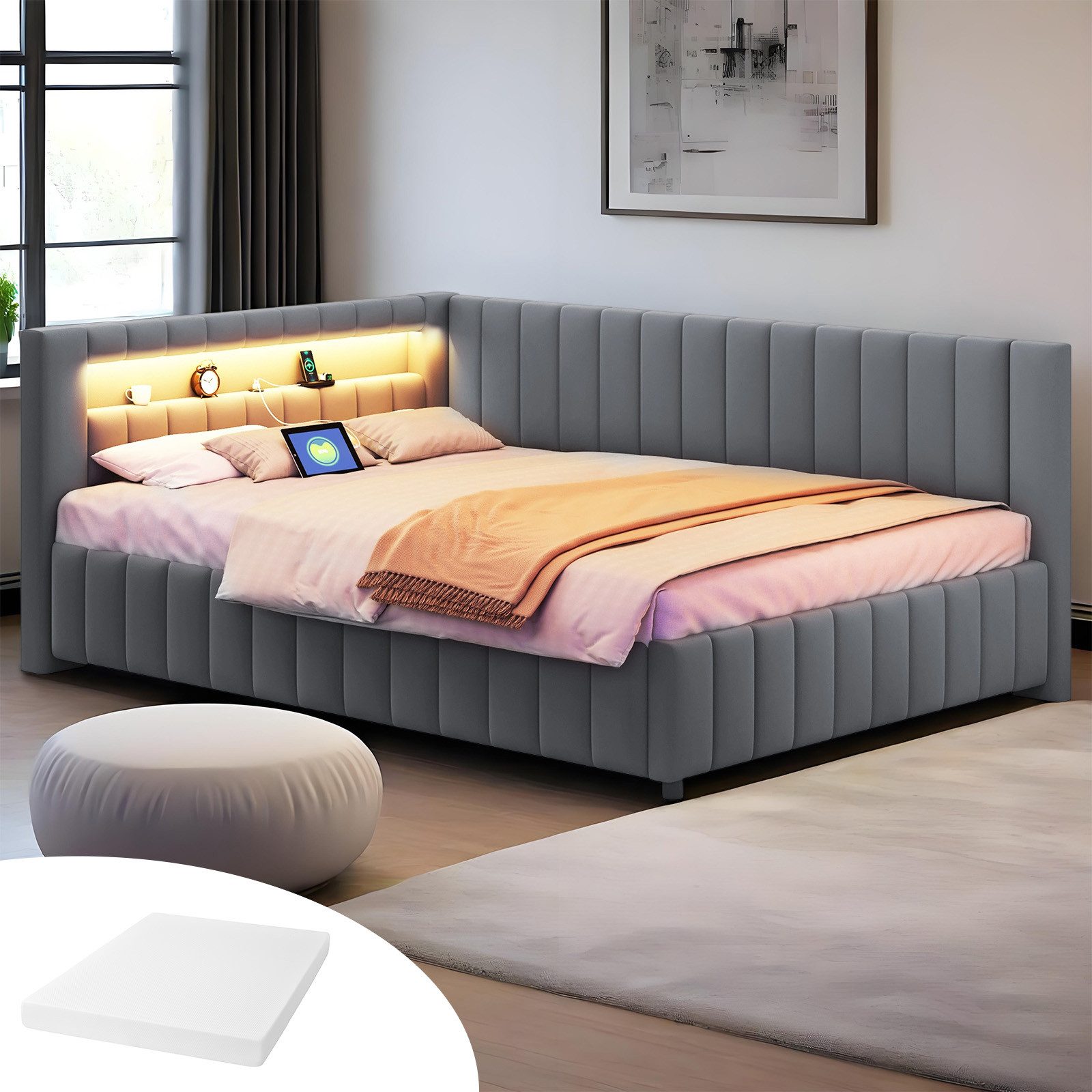 REDOM Polsterbett Schlafsofa Multifunktionsbett, Funktionsbett Stauraumbett günstig online kaufen