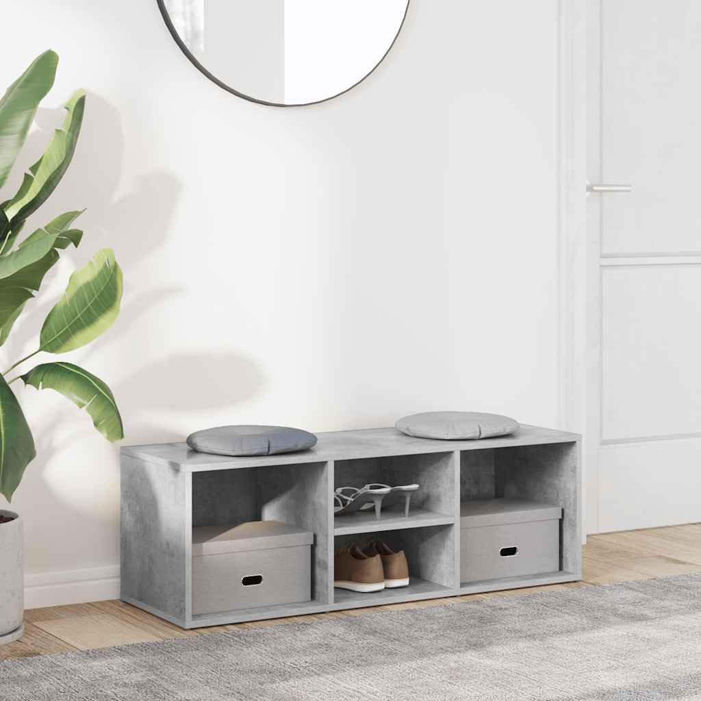 furnicato Schuhbank Betongrau 105 x 35 x 35 cm aus Holzwerkstoff (1-St), Sitzbank mit 4 Fächern für Ordnung im Flur oder im Schlafzimmer