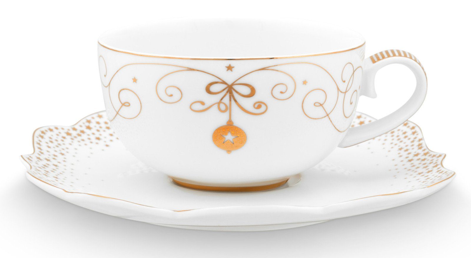 PiP Studio Tasse Royal Winter White Tasse mit Untertasse 225ml, Porcelain, Cup and Saucer Royal Winter White 225ml
