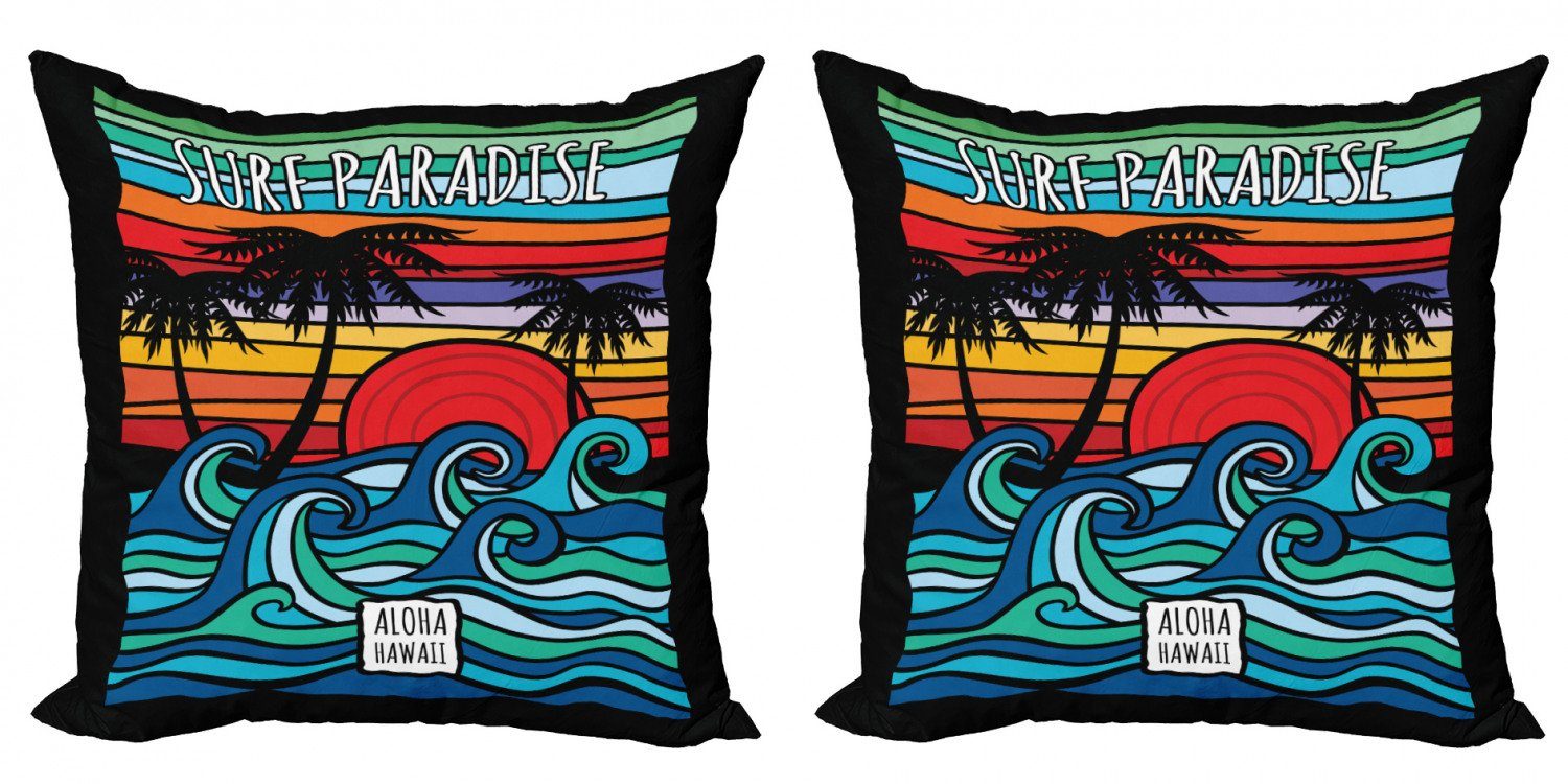 Graphics Abakuhaus (2 Doppelseitiger Modern Accent Paradise Waves Surf Aloha Stück), Digitaldruck, Kissenbezüge