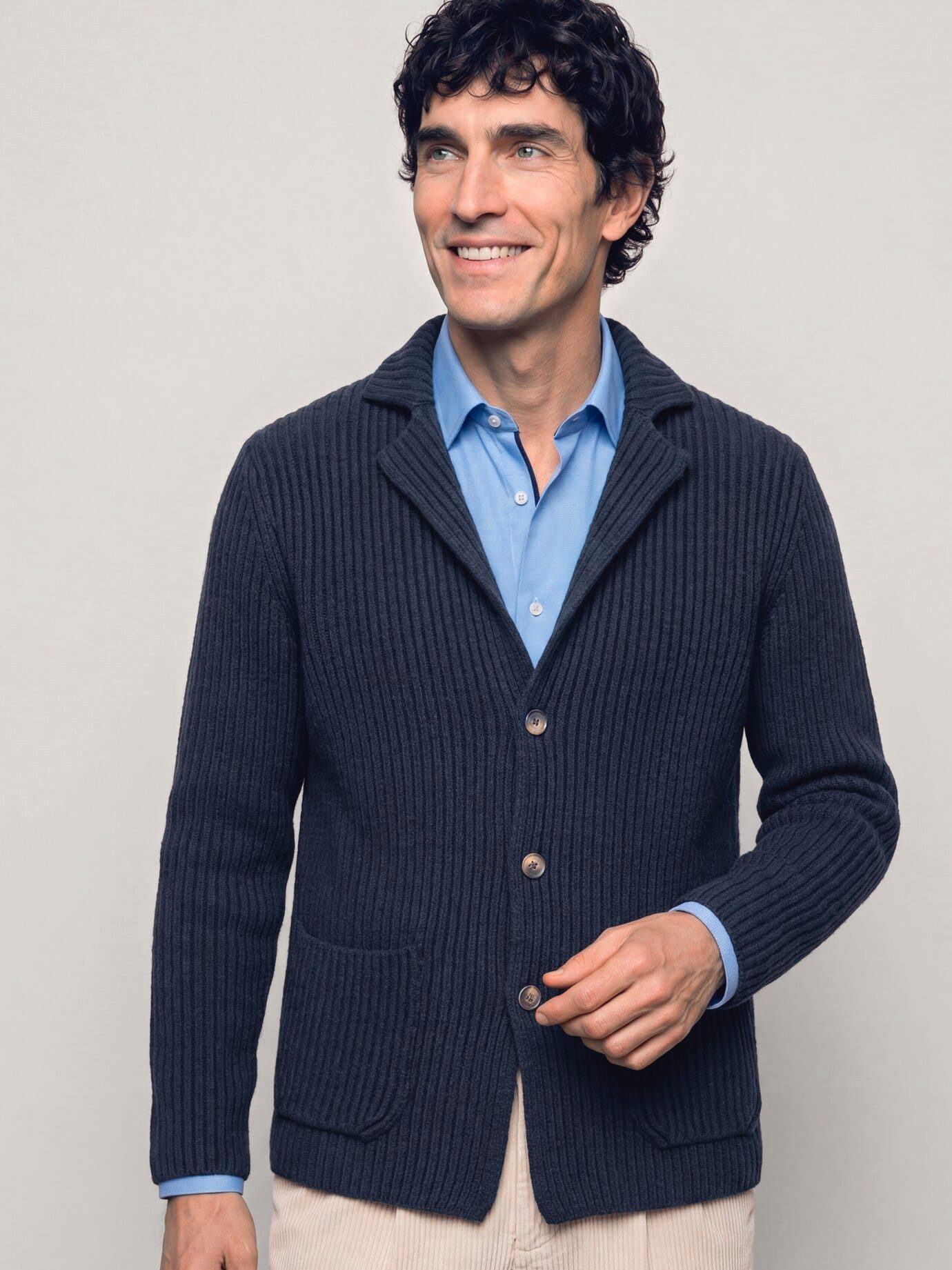 Walbusch Strickjacke Herren Gestricktes Sakko aus Lammwolle, wärmend – Bild 3 von 4