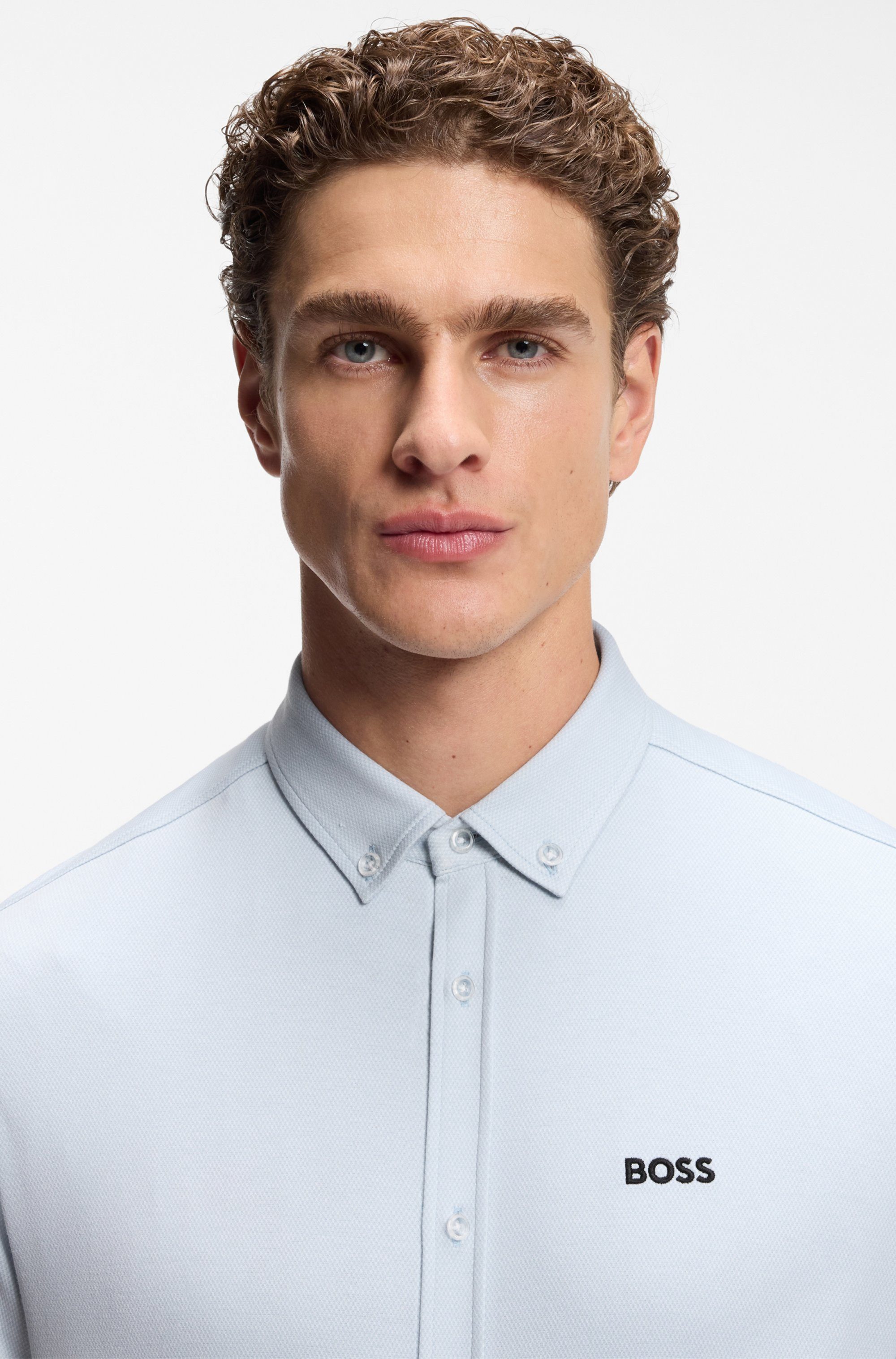 BOSS GREEN Kurzarmhemd Motion S Regular Fit, Button-down-Kragen, Kurzarm, Logo-Stickerei