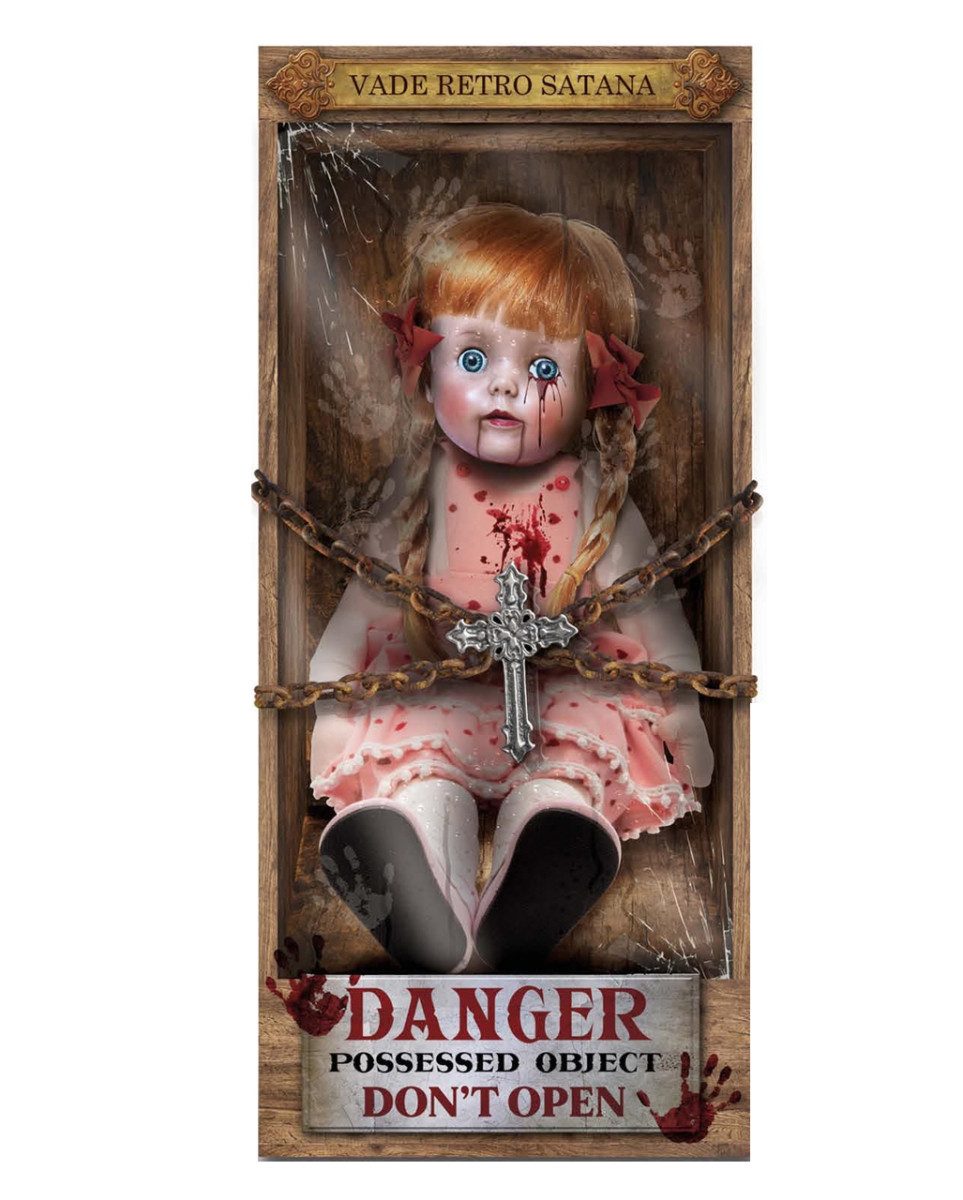 Horror-Shop Dekoobjekt Horror Puppe mit Blutspuren Halloween Wandsticker