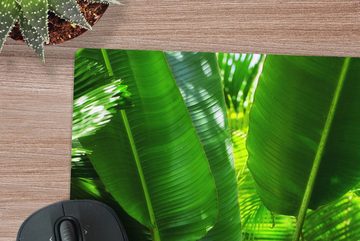 MuchoWow Gaming Mauspad Tropische Blätter im Dschungel Fotodruck (1-St), Mousepad mit Rutschfester Unterseite, Gaming, 40x40 cm, XXL, Großes