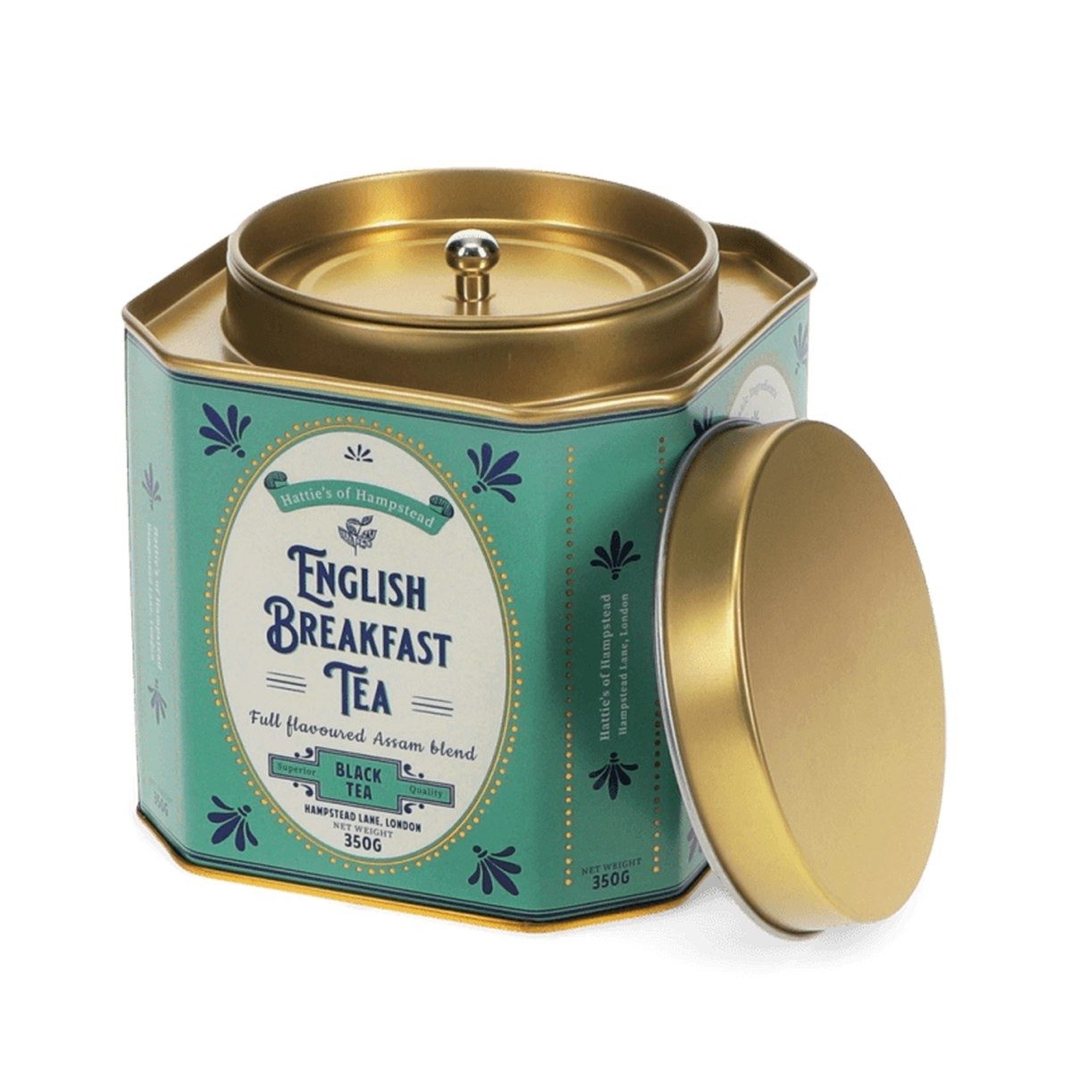 Rex London Teedose Achteckige Teedose aus Metall 10,4 cm aromadicht für losen Tee