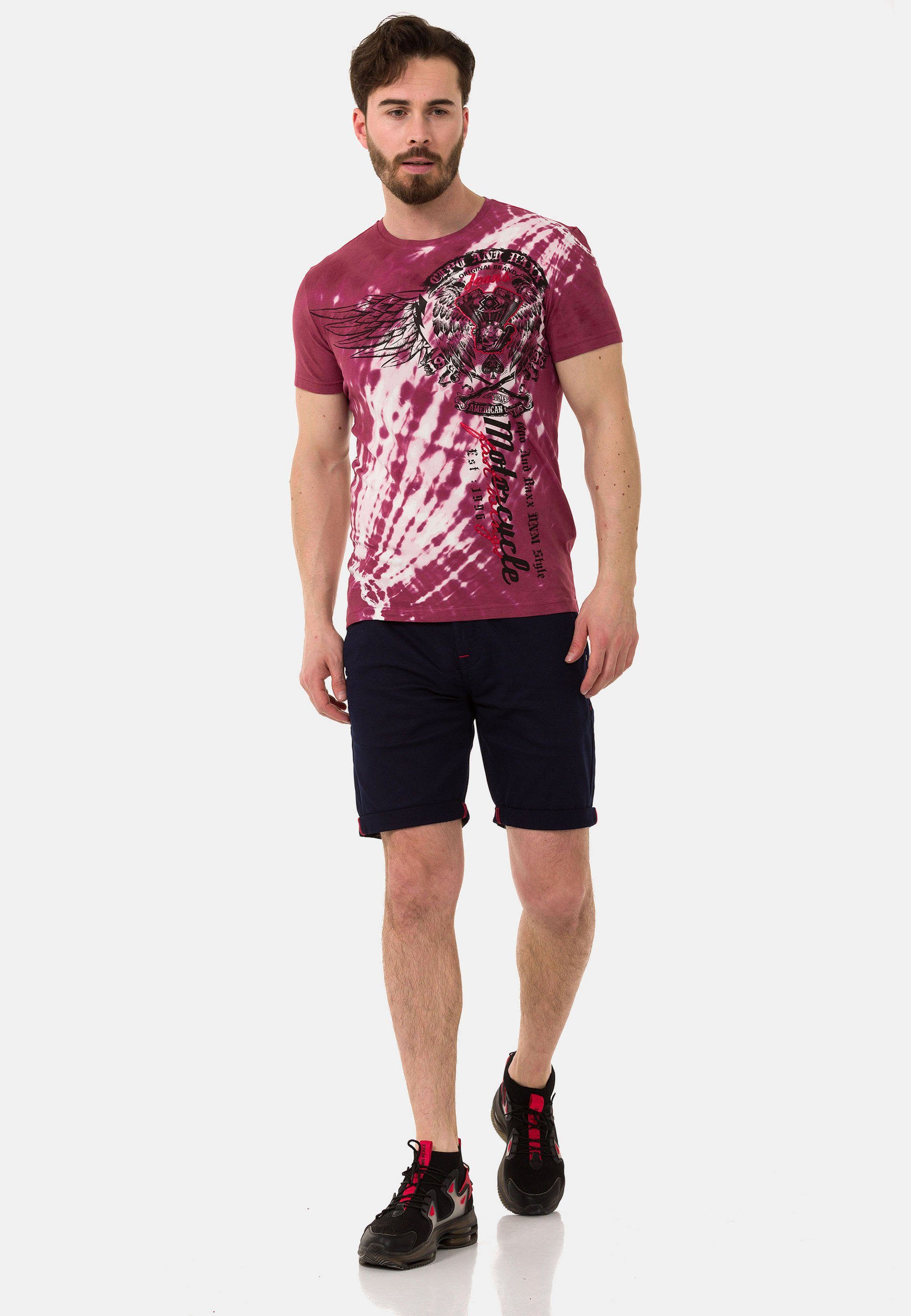 Cipo & Baxx T-Shirt mit coolen Markenprints rot