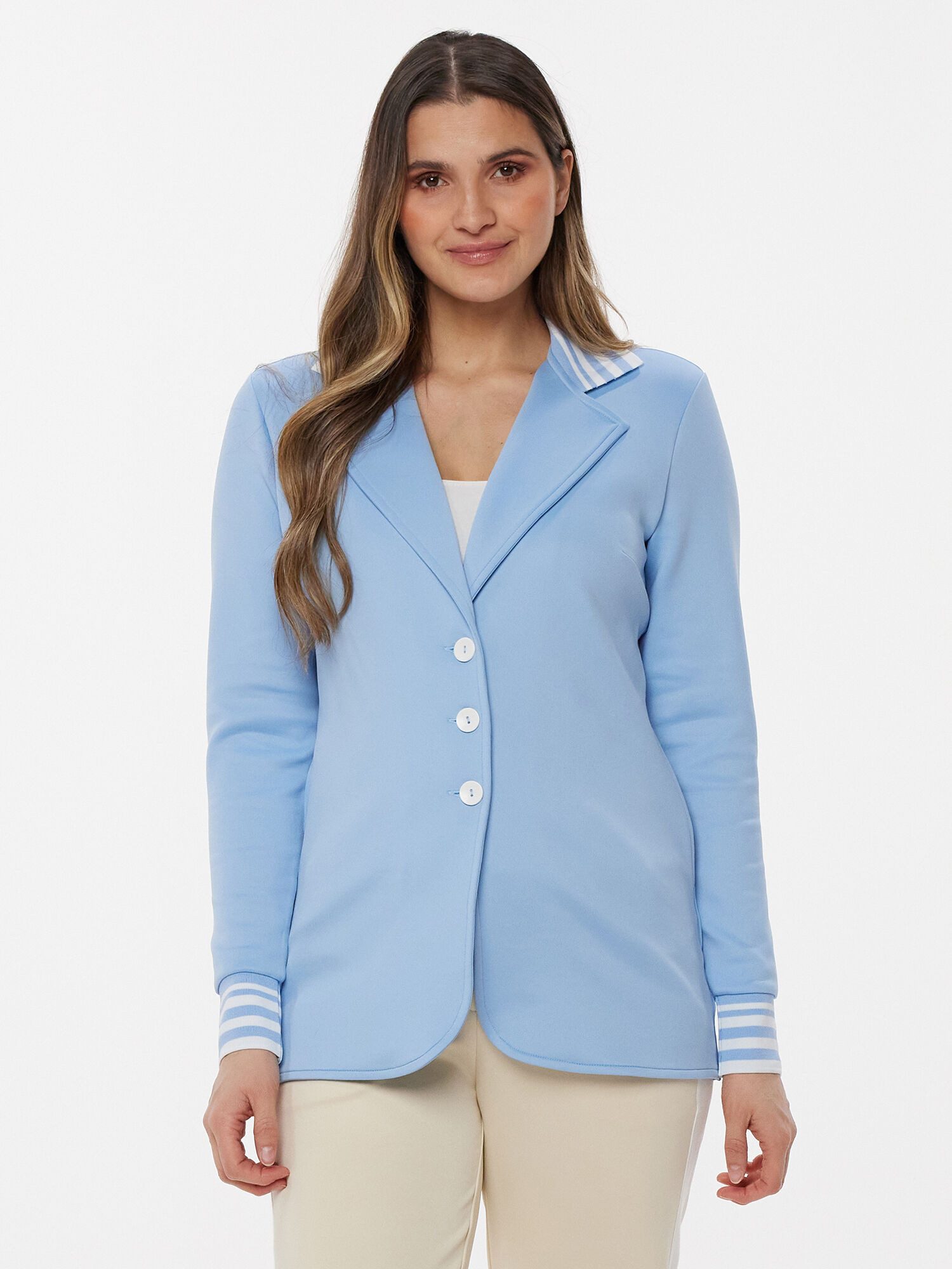 MONACO blue WEEKEND Jackenblazer Jerseyblazer koerpernah mit Trikotdetails im Streifendesign