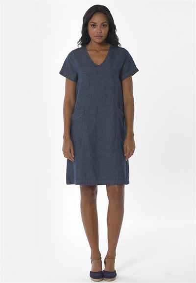 ORGANICATION Kleid & Hose Women's Denim V-neck Dress