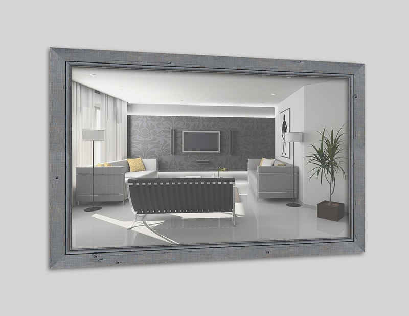 Mende Frames Wandspiegel »H660«, Grau, aus Massivholz im Vintage Stil