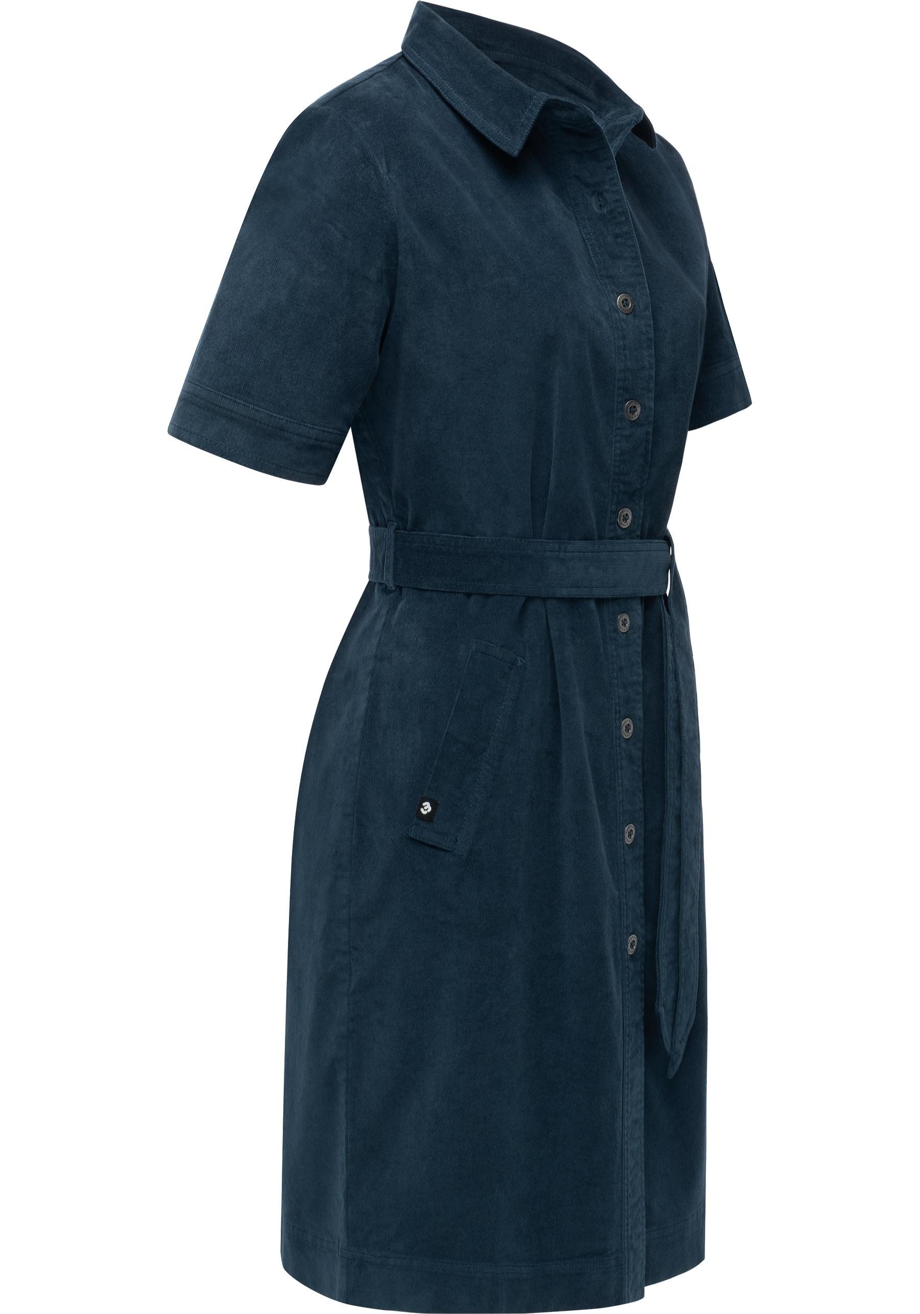 Ragwear Cordkleid Rozyna Cordy YOUMODO Kurzärmliges Kordkleid mit Hemdkragen