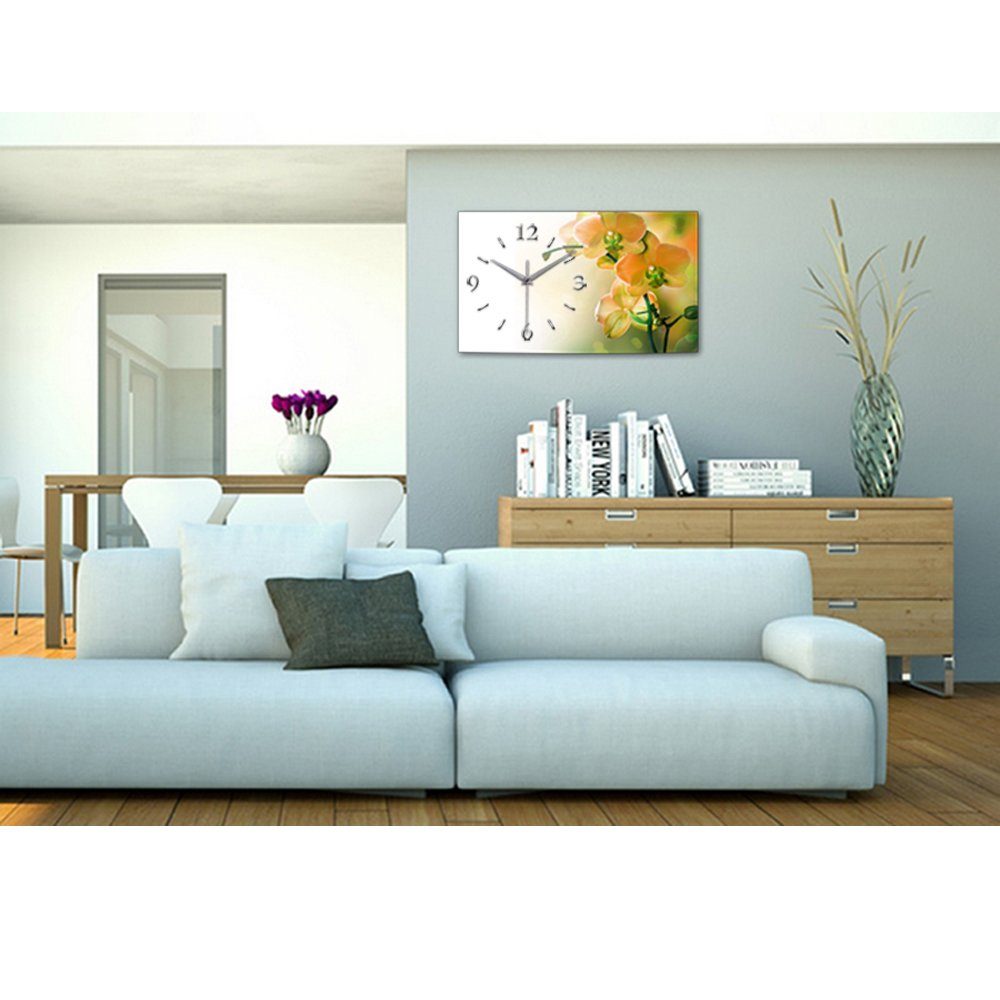 Kreative Feder Funkwanduhr 3D Design-Wanduhr „Orchidee“ aus gebürstetem Alu günstig online kaufen