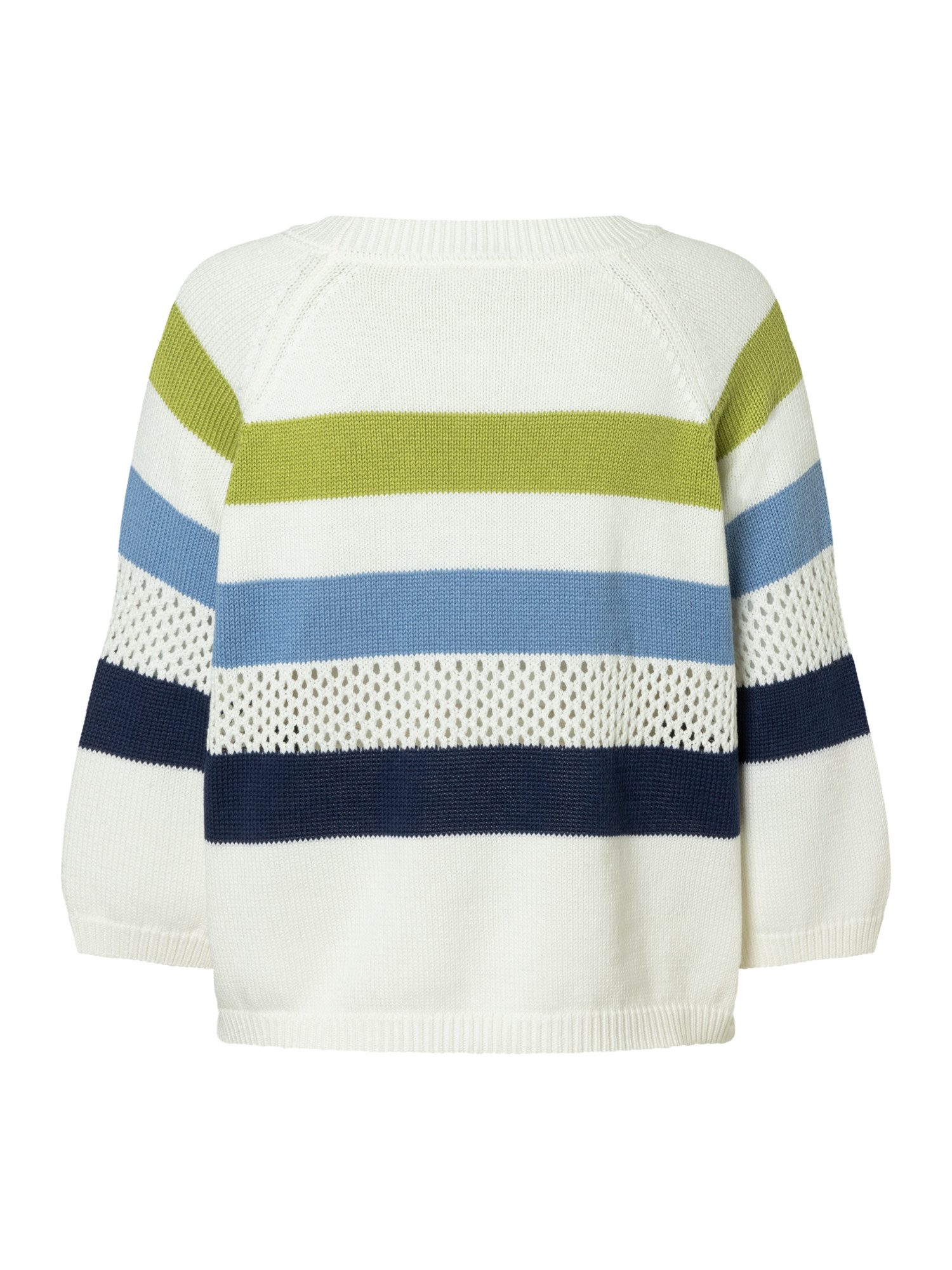 MORE&MORE Rundhalspullover leichter 3/4 Arm Pullover, Lochstrick-Details