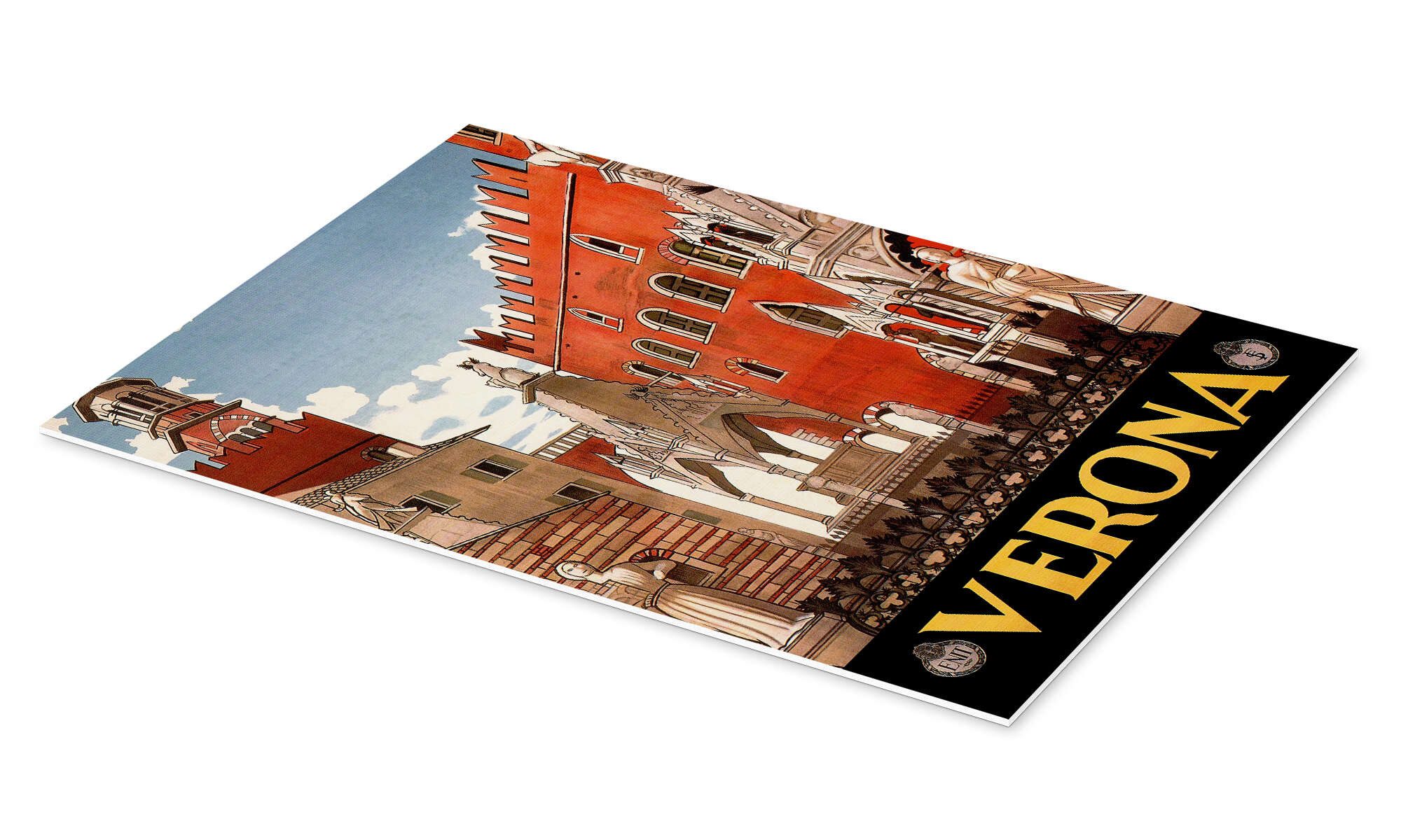 Posterlounge Wandbild Italien - Verona, Vintage Travel Collection, erhältlich als Poster, Leinwandbild, Wandsticker oder Acrylglasbild