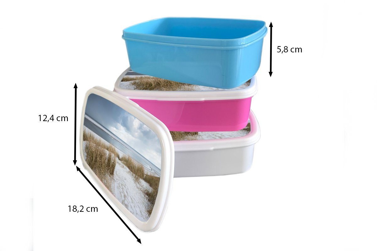 Lunchbox - Mädchen, - Brotdose Brotbox Kunststoff für Wasser, Kinder, Snackbox, rosa (2-tlg), Erwachsene, Dünen Nordsee Kunststoff, MuchoWow