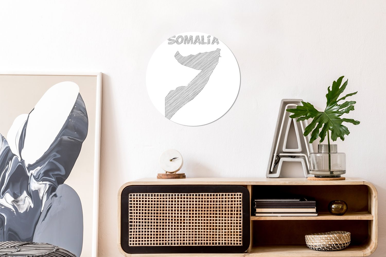 Somalia Tapetenaufkleber, (1 Wohnzimmer Kinderzimmer, Tapetenkreis Wandsticker Illustration für einer Skizze von St), MuchoWow Rund,