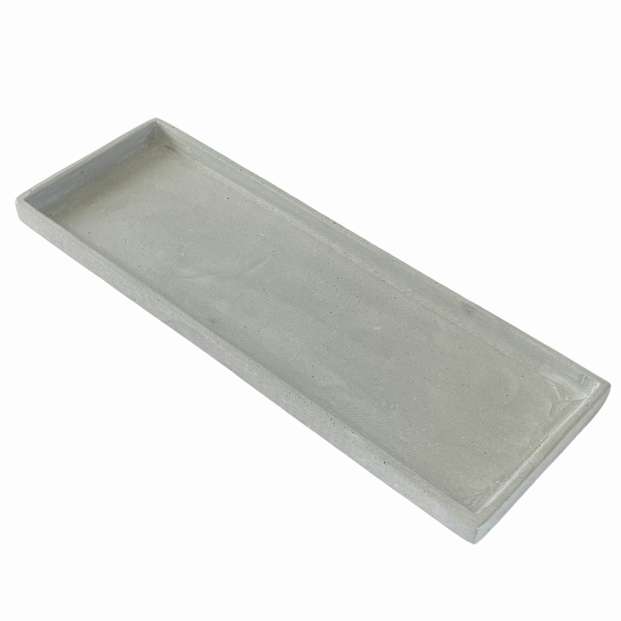 Dragimex Getränkeuntersetzer Dekotablett, Moderne Schale aus grauem Polyresin, Betonoptik 45x15x2cm