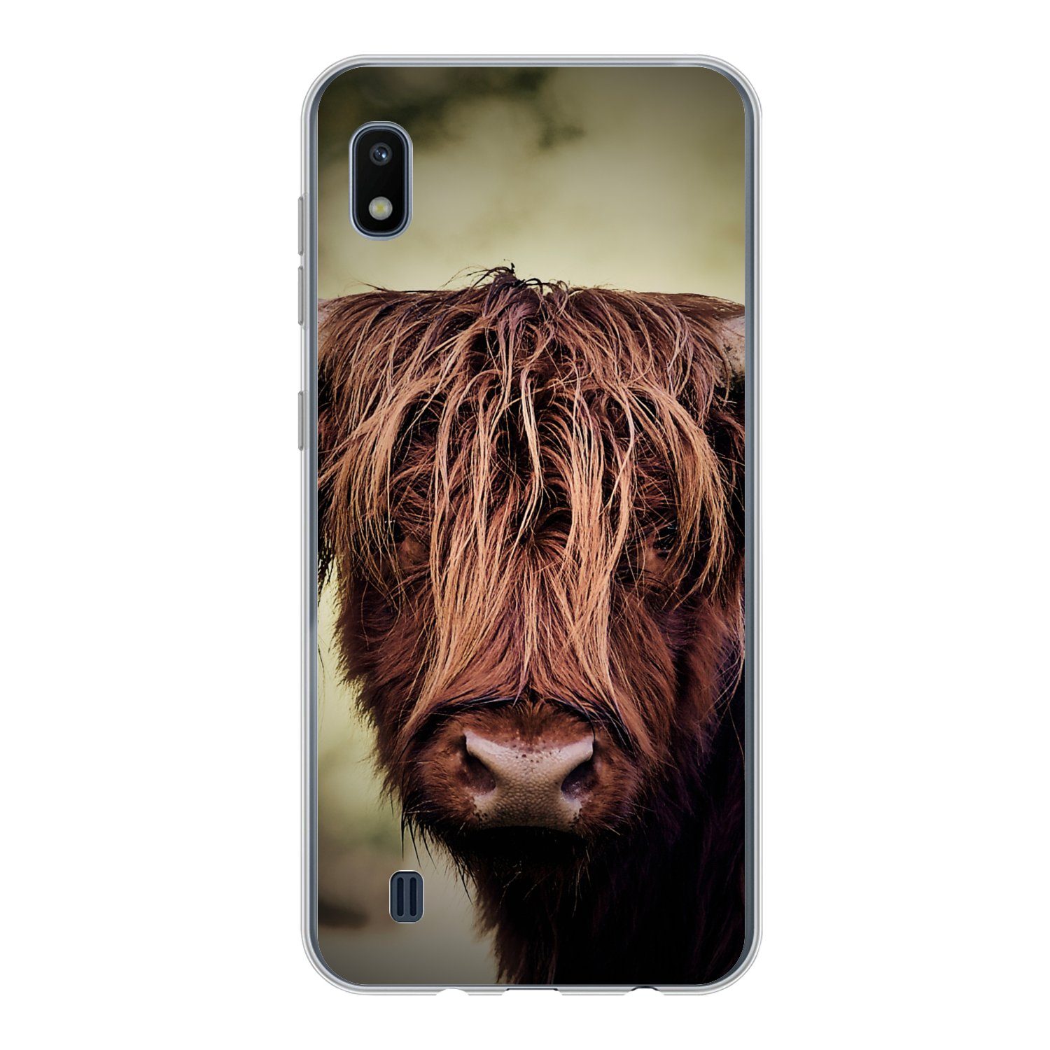 MuchoWow Handyhülle für Samsung Galaxy A10 Schottischer Hochländer - Licht - Porträt - Nat, Smartphone-Bumper, Print, Handy Schutzhülle Dünn