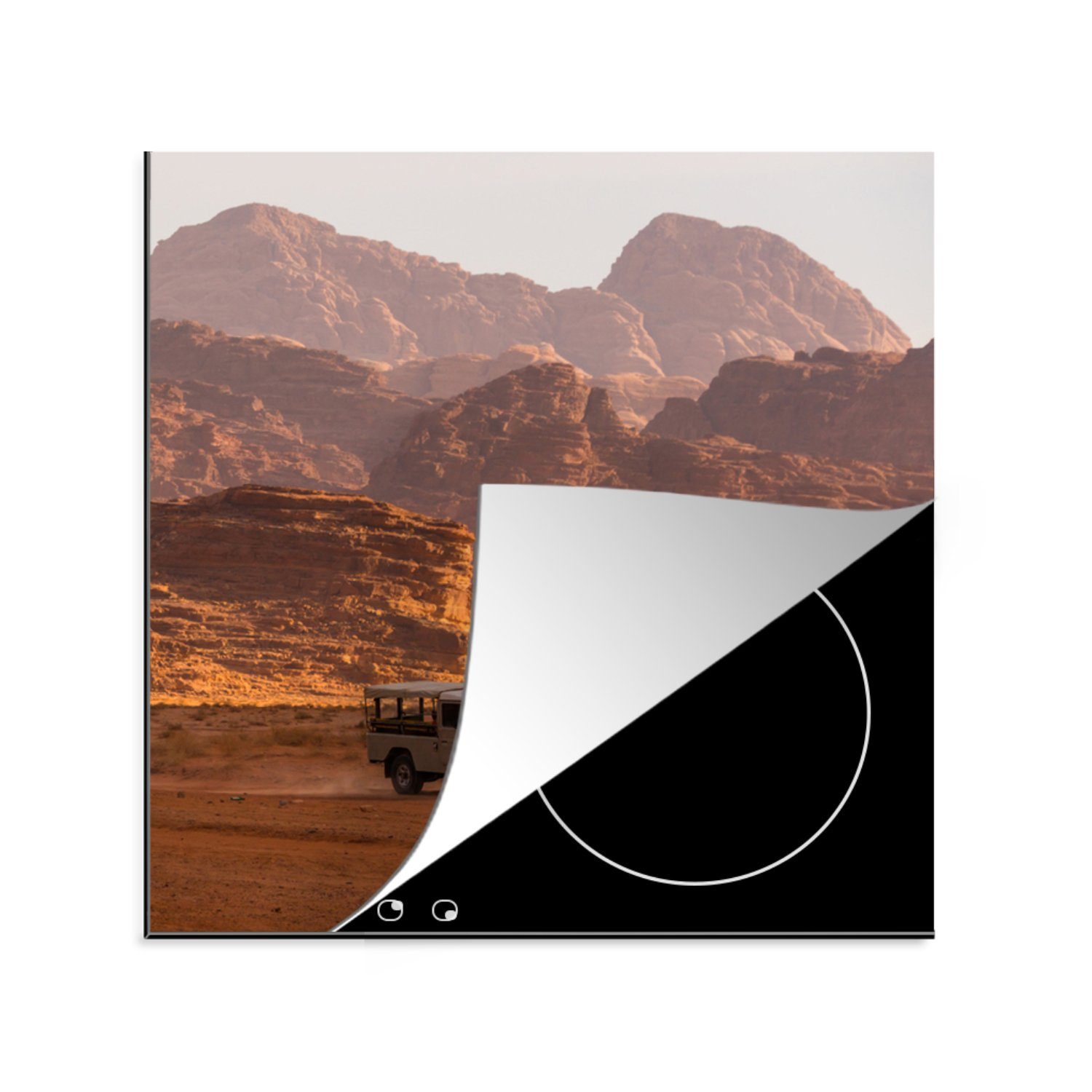 Ceranfeldabdeckung, Wadi küche - MuchoWow Vinyl, Herdblende-/Abdeckplatte Arbeitsplatte Jeep cm, 78x78 Rum - (1 tlg), Wüste, für