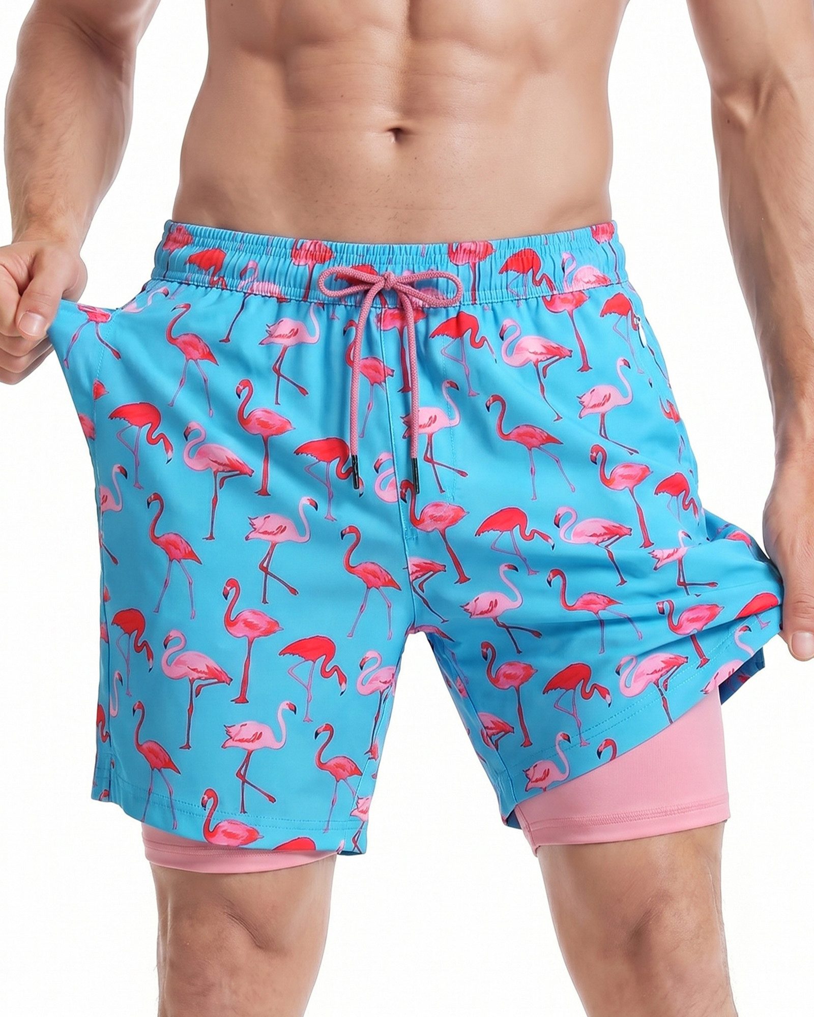 MaaMgic Shorts Herren Elastan kurze Hose 2-in-1 Badehose schnelltrocknend Sporthose (1-tlg)