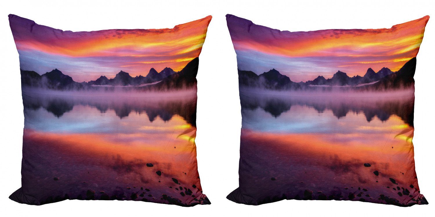 Kissenbezüge Modern Accent Doppelseitiger Nationalpark Misty Abakuhaus Digitaldruck, (2 Glacier Sunset Stück)