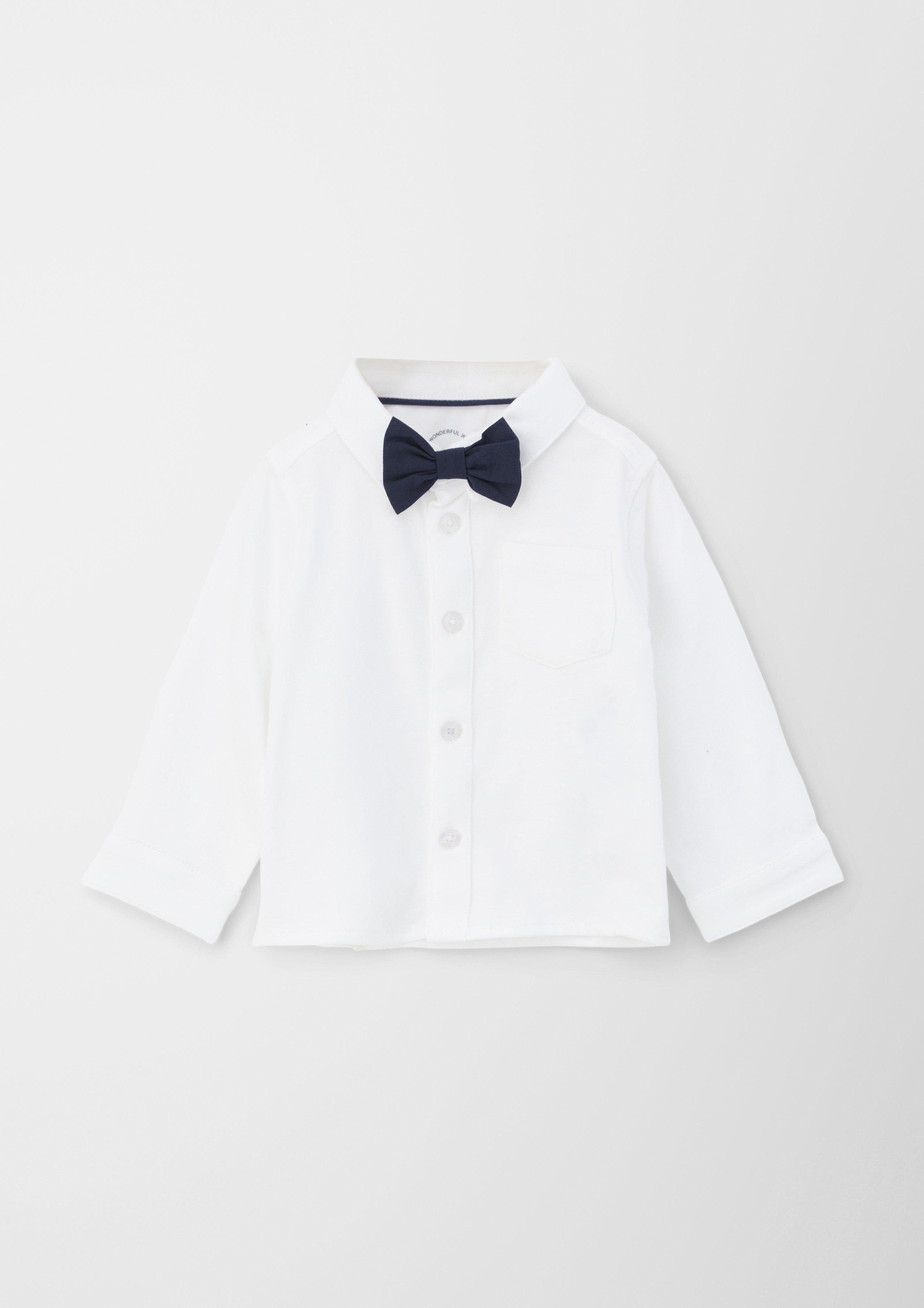 Jersey-Hemd Langarmhemd Fliege weiß abnehmbarer mit s.Oliver