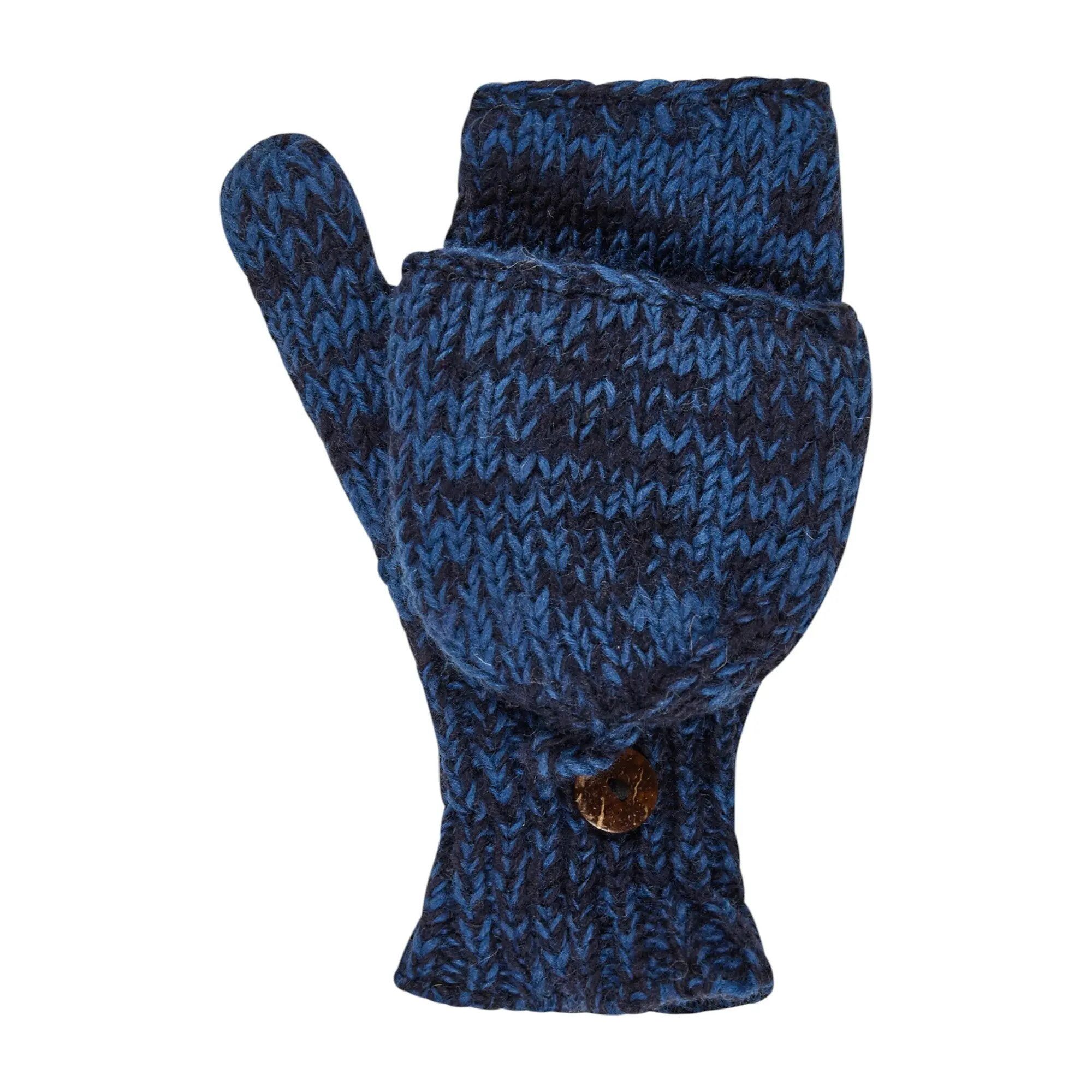 THC Natural Line Strickhandschuhe THC Klapphandschuhe 716 blau (1-St., 1 Paar) abklappbare Fingerspitzen