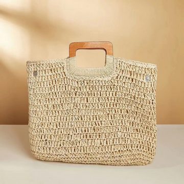 AUKUU Strandtasche Strand Strand Strohtasche für den Urlaub am Meer Damenmode, einfache tragbare gewebte Tasche mit großer Kapazität