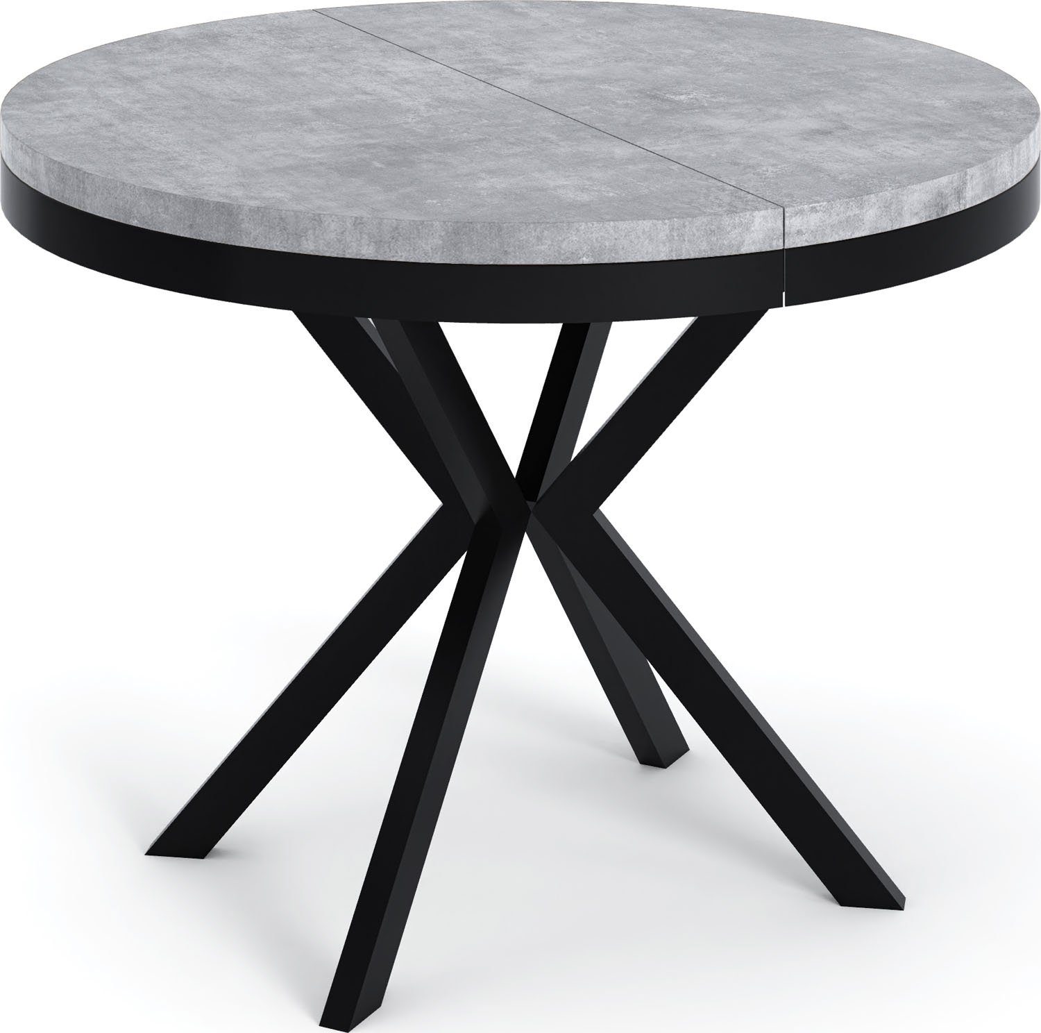 WFL GROUP Esstisch Ross, Tisch im Loft-Stil mit Metallbeinen Beton Grau