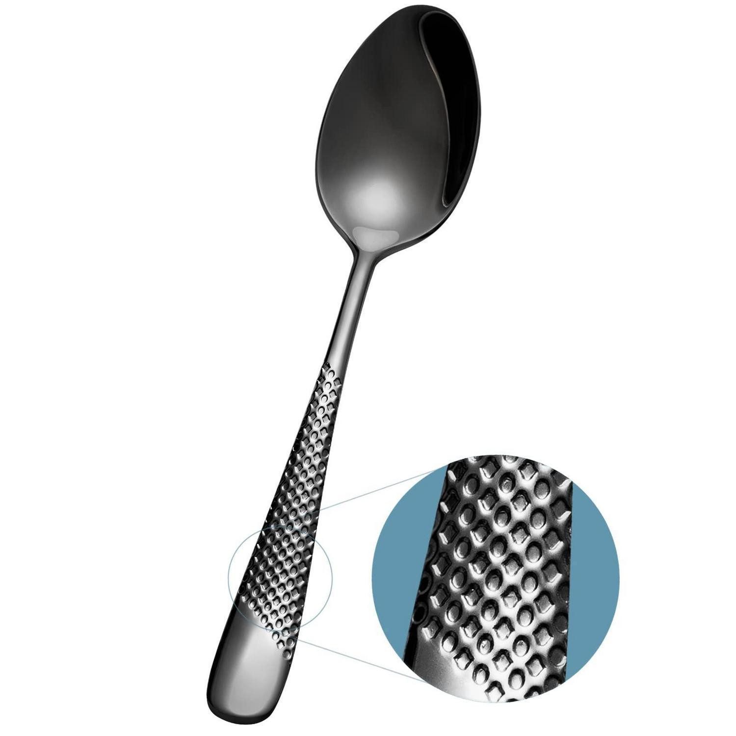 LuxusKollektion Suppenlöffel Suppenlöffel Esslöffel Set 6tlg Edelstahl Schwarz