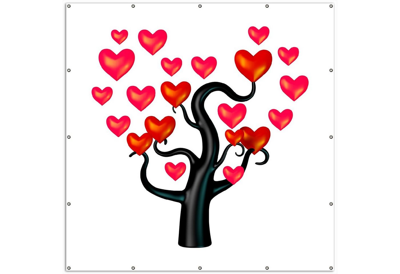 Thumbnail - Wallario Sichtschutzzaunmatten Comic Baum mit Herzen, rund