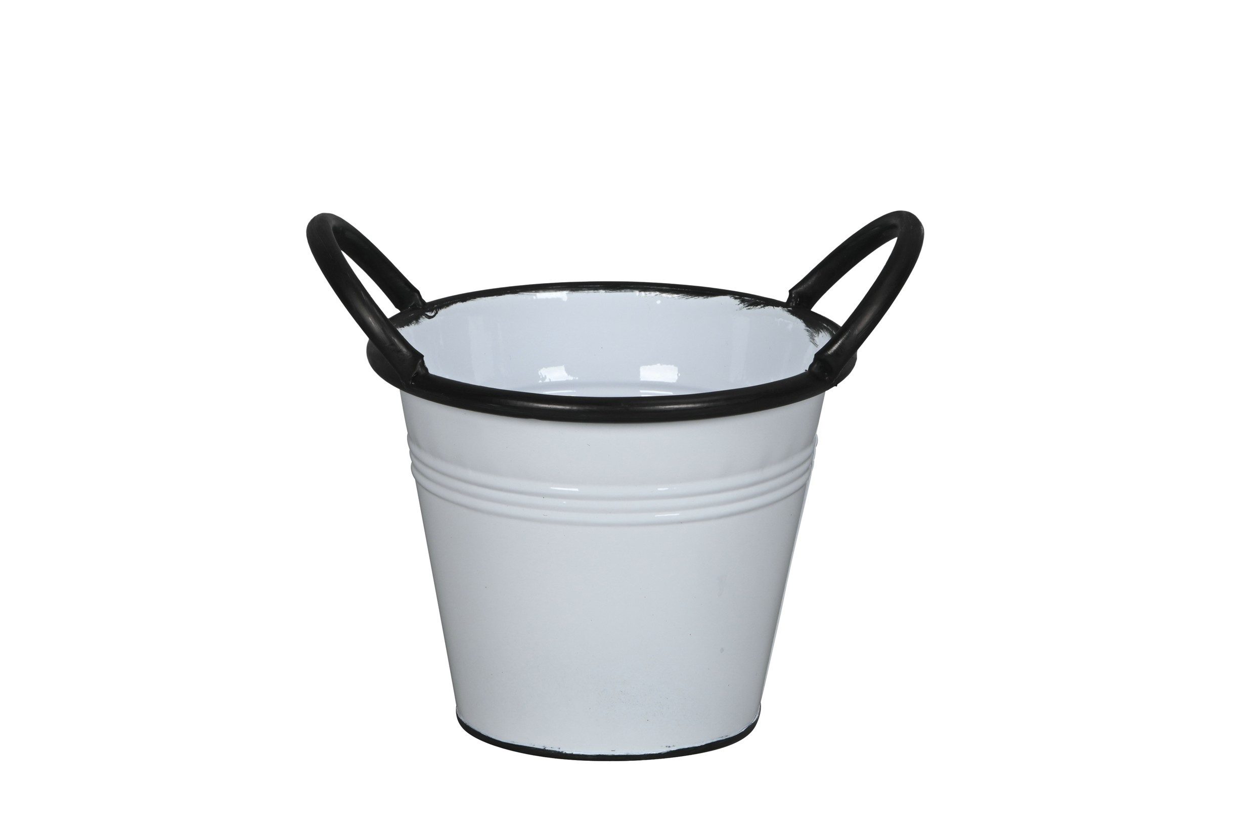finehomegarden Blumentopf Pflanztopf Weiß-Schwarz mit Griffen Metall Blumentopf Ø16cm H13cm (1 St), Ø18cm H15cm Moderner Übertopf für Innen & Außen Deko 2Größen wählbar