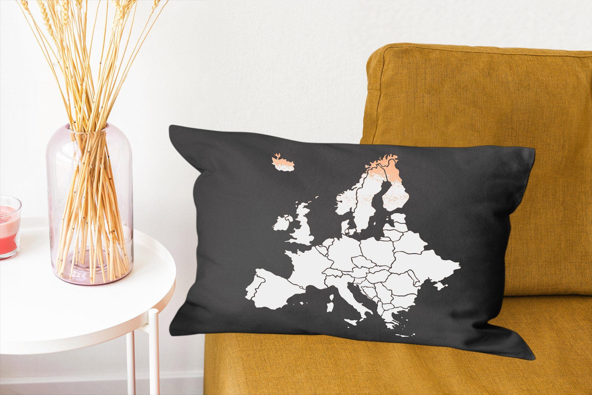 Rosa, mit Dekokissen - Zierkissen, Füllung, Dekoration, Dekokissen - Karte Europa Schlafzimmer Wohzimmer MuchoWow