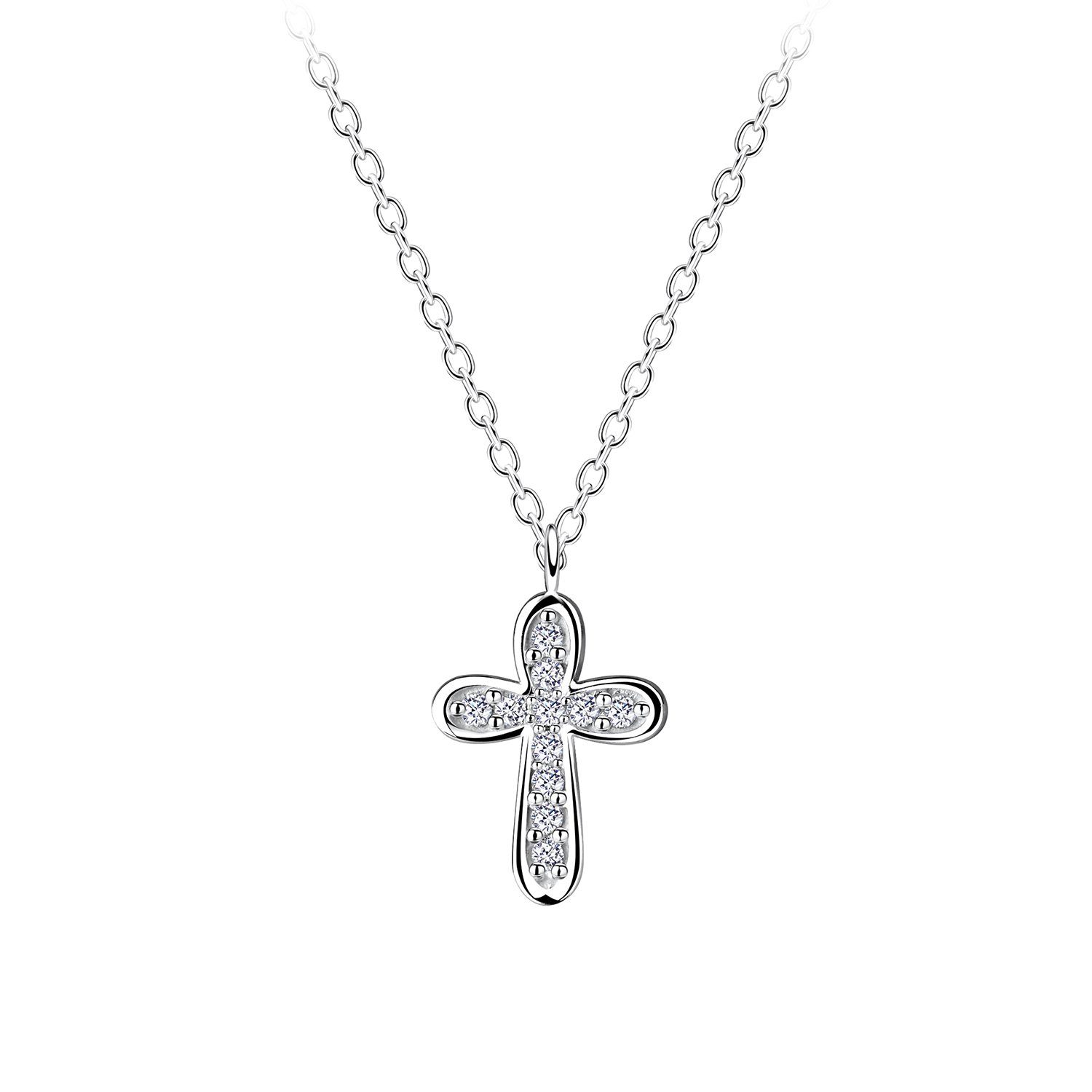 ALEXANDER YORK Kette mit Anhänger KREUZ Zirkonia glitzernd, 2-tlg. (Kette mit Anhänger), 925 Sterling Silber