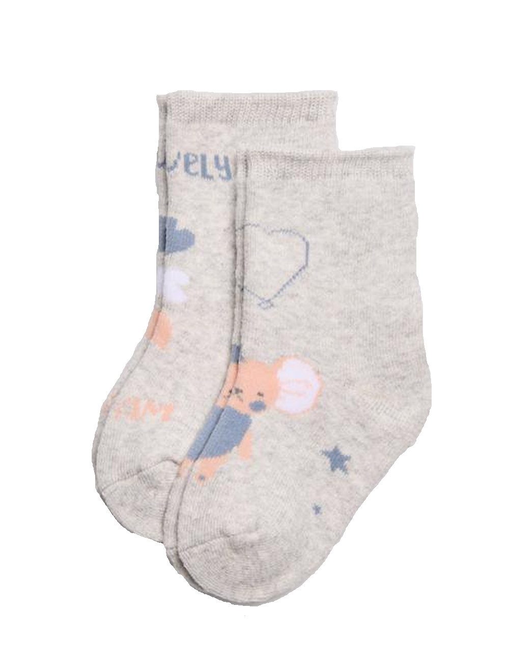 Thermosocken Ysabel Mora 2er Pack Baby Thermo Strümpfe Socken Maus hellgrau