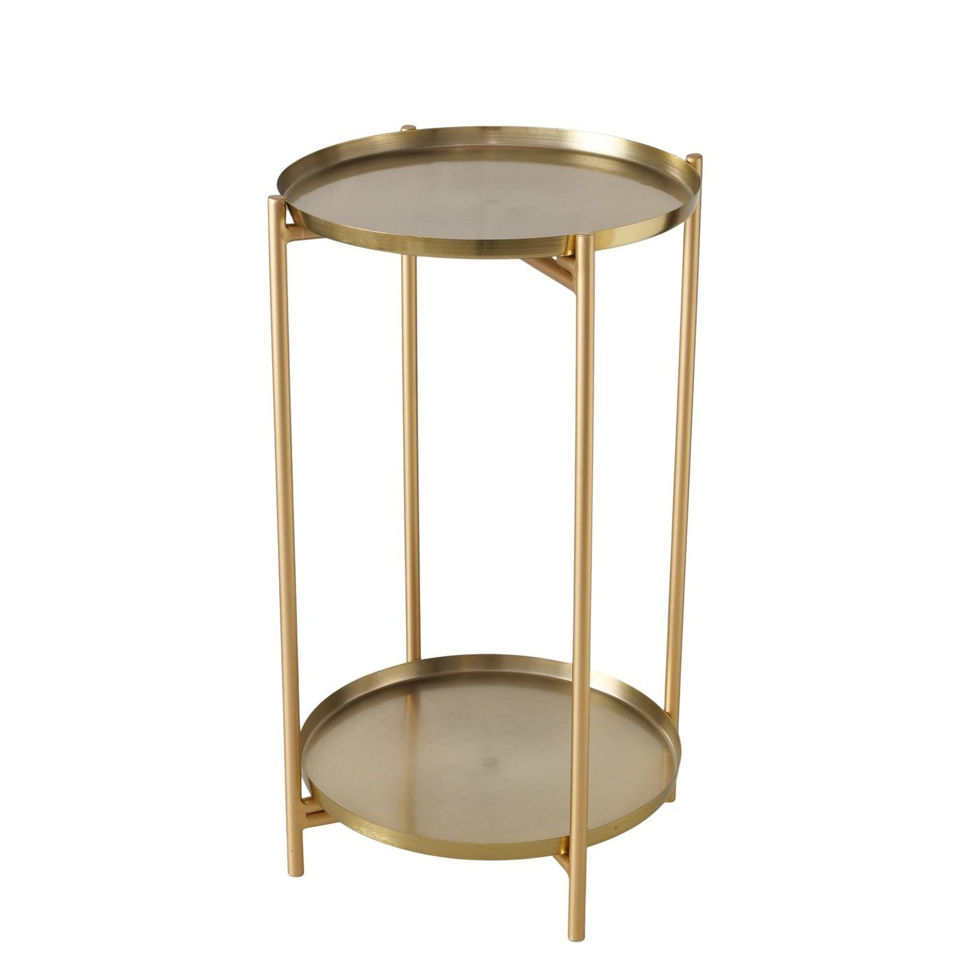 MF Beistelltisch Goldener Beistelltisch Liora – Rund, 2 Ablagen, Metall (2-St)