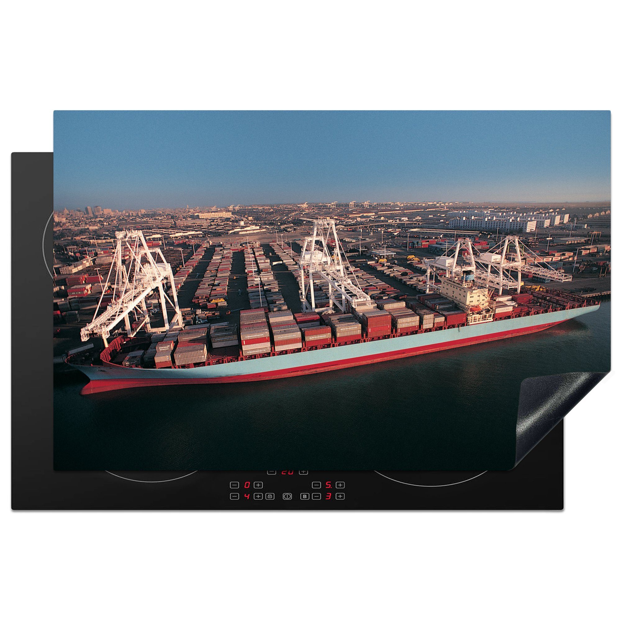 MuchoWow Herdblende-/Abdeckplatte Hafen von Oakland, Kalifornien, Vinyl, (1 tlg), 81x52 cm, Induktionskochfeld Schutz für die küche, Ceranfeldabdeckung | Herdabdeckplatten