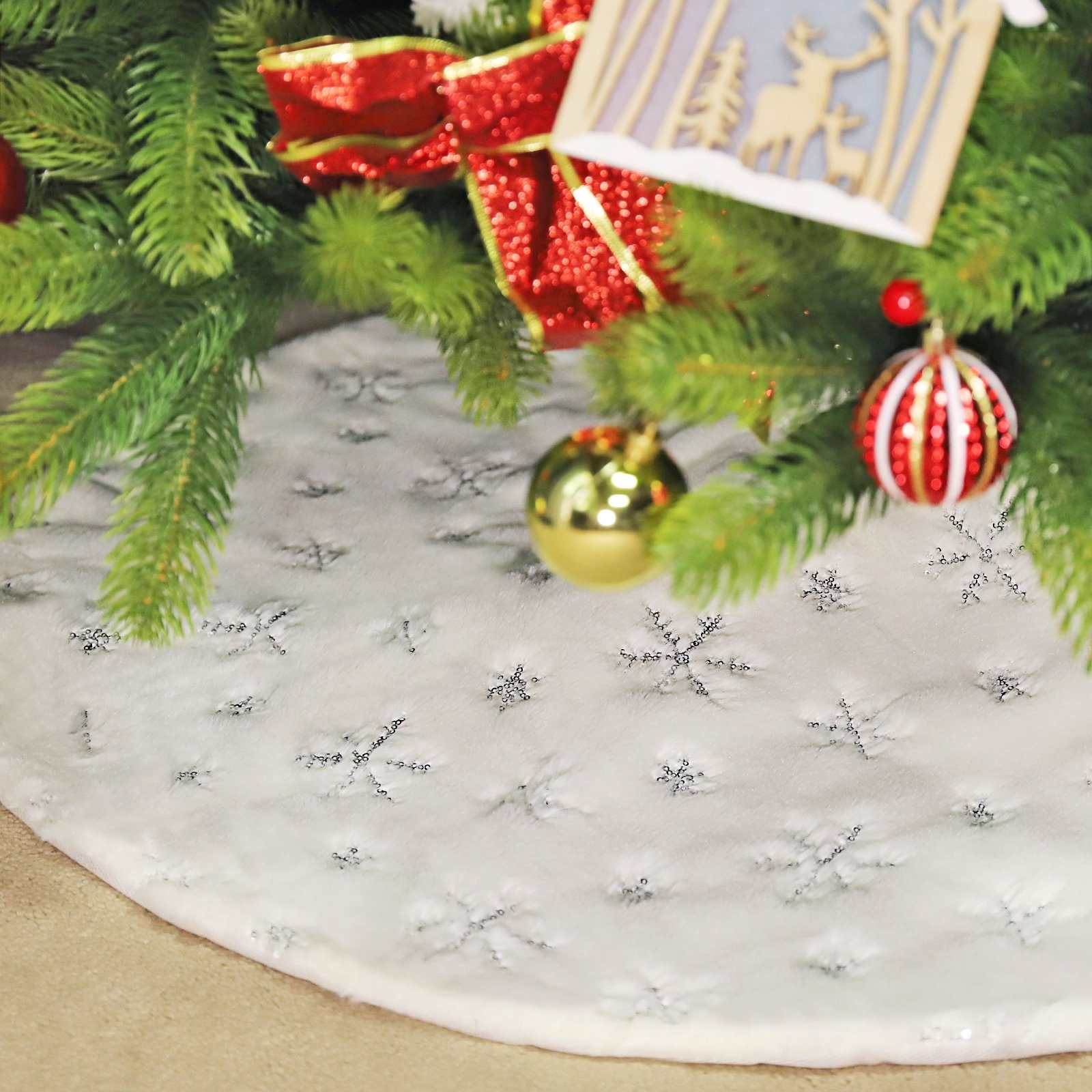 Salcar Weihnachtsbaumdecke Baumteppich Weihnachten Christbaumdecke Plüsch günstig online kaufen