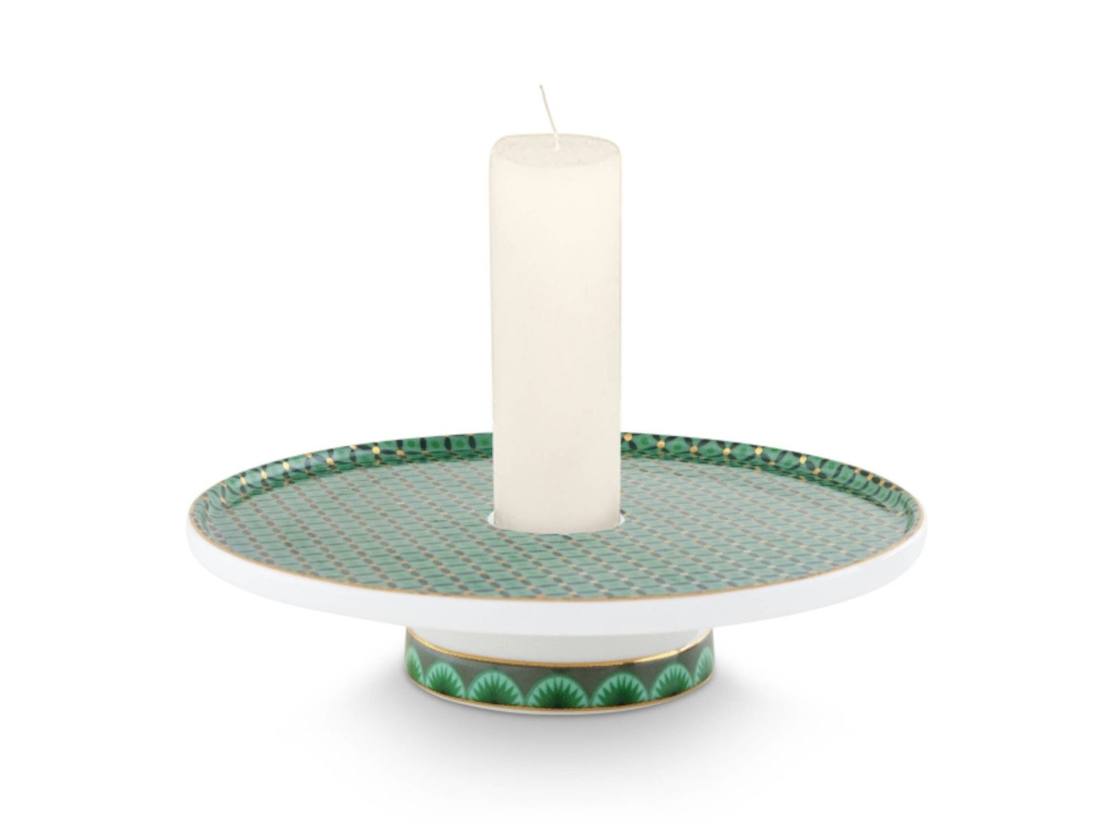 PiP Studio Kerzenhalter Cross Stitch Kerzenhalter grün 14 cm, Candle Tray Cross Stitch Green 14cm