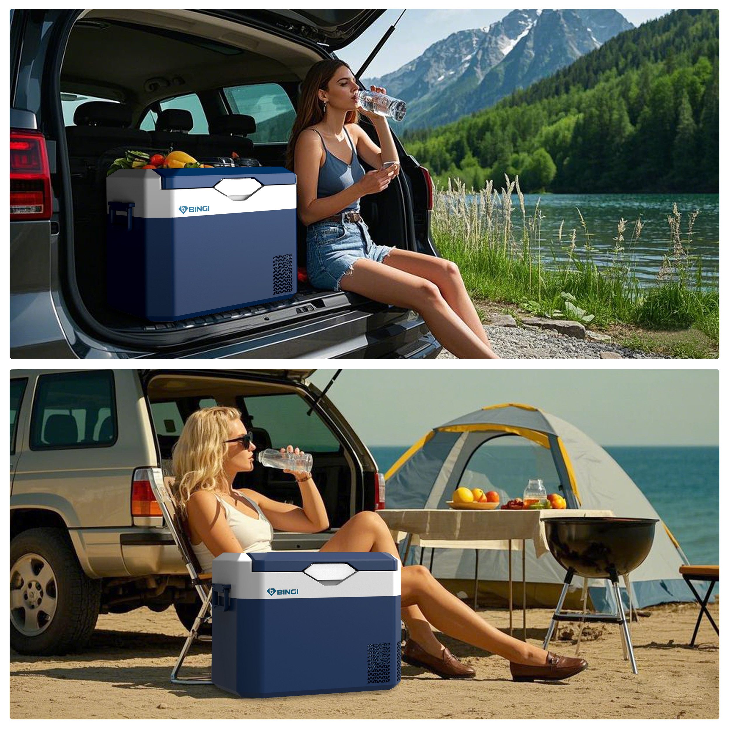 B BINGI Kühlbox Elektrisch Gefrierbox,bis –18°C,für Auto & Haus