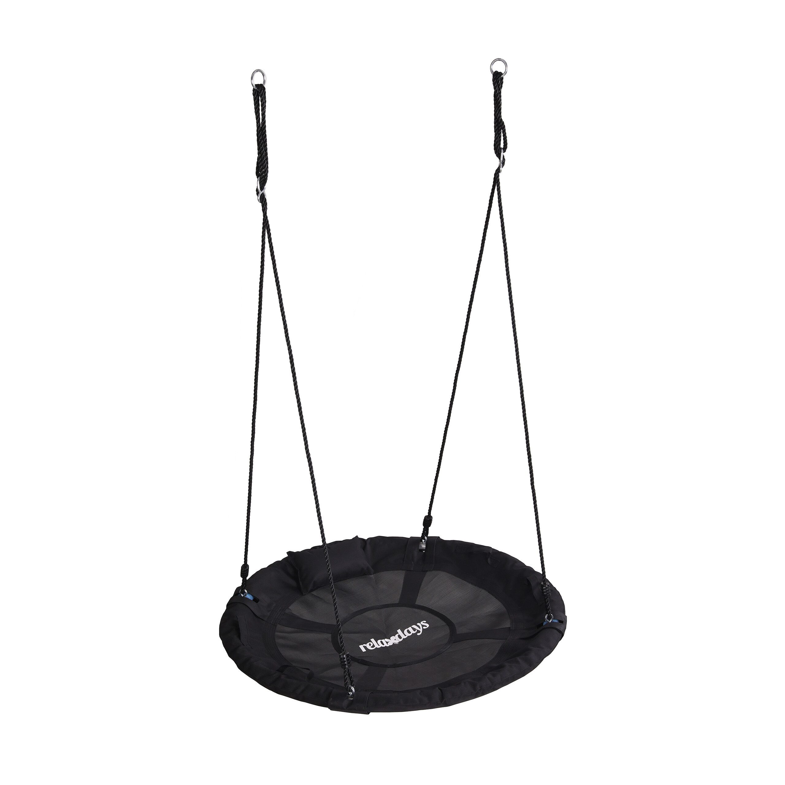 relaxdays Nestschaukel Kinder mit Kissen & Griffen, schwarz, 100 cm